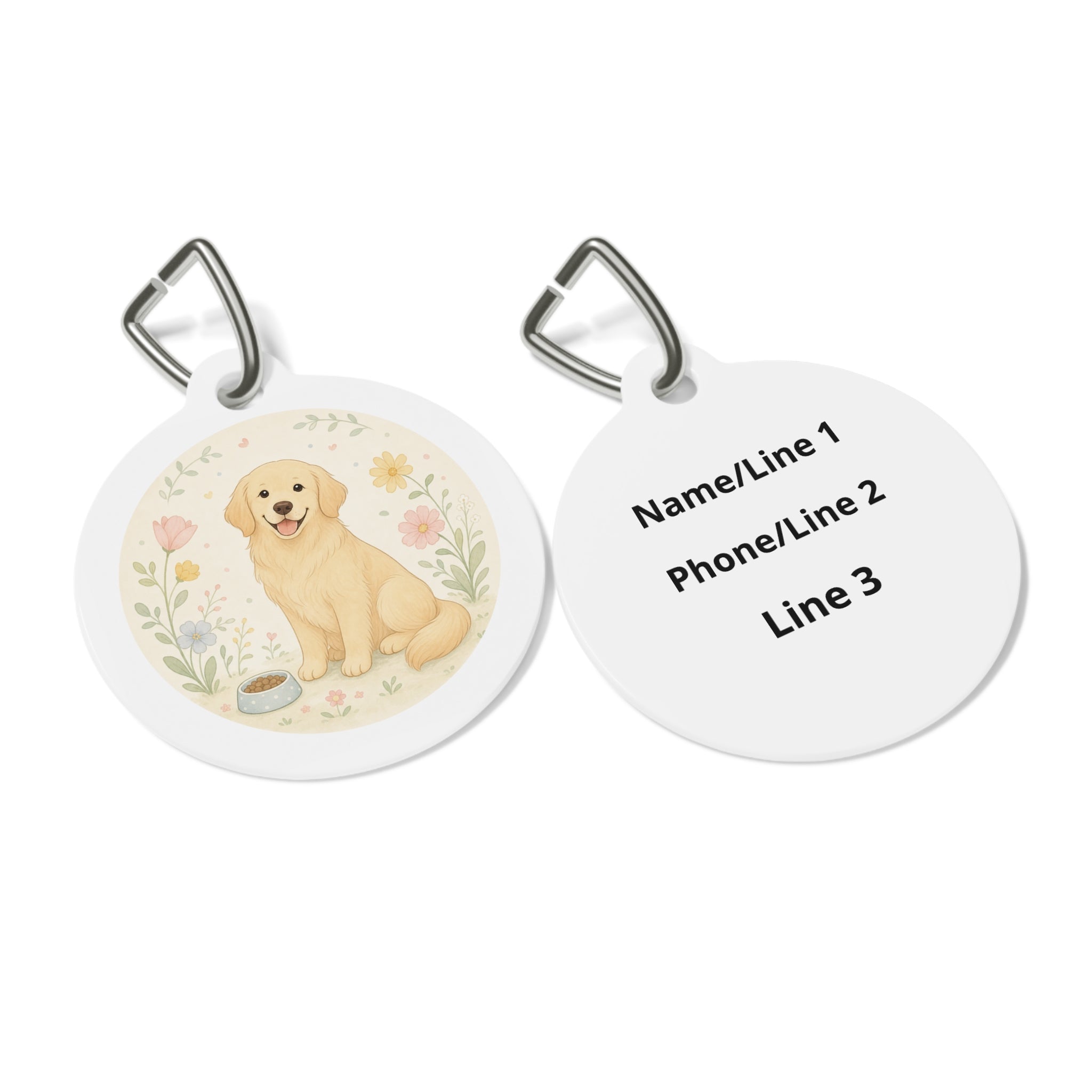 Golden Retriever Wildflower Story Personalized Dog ID Tag