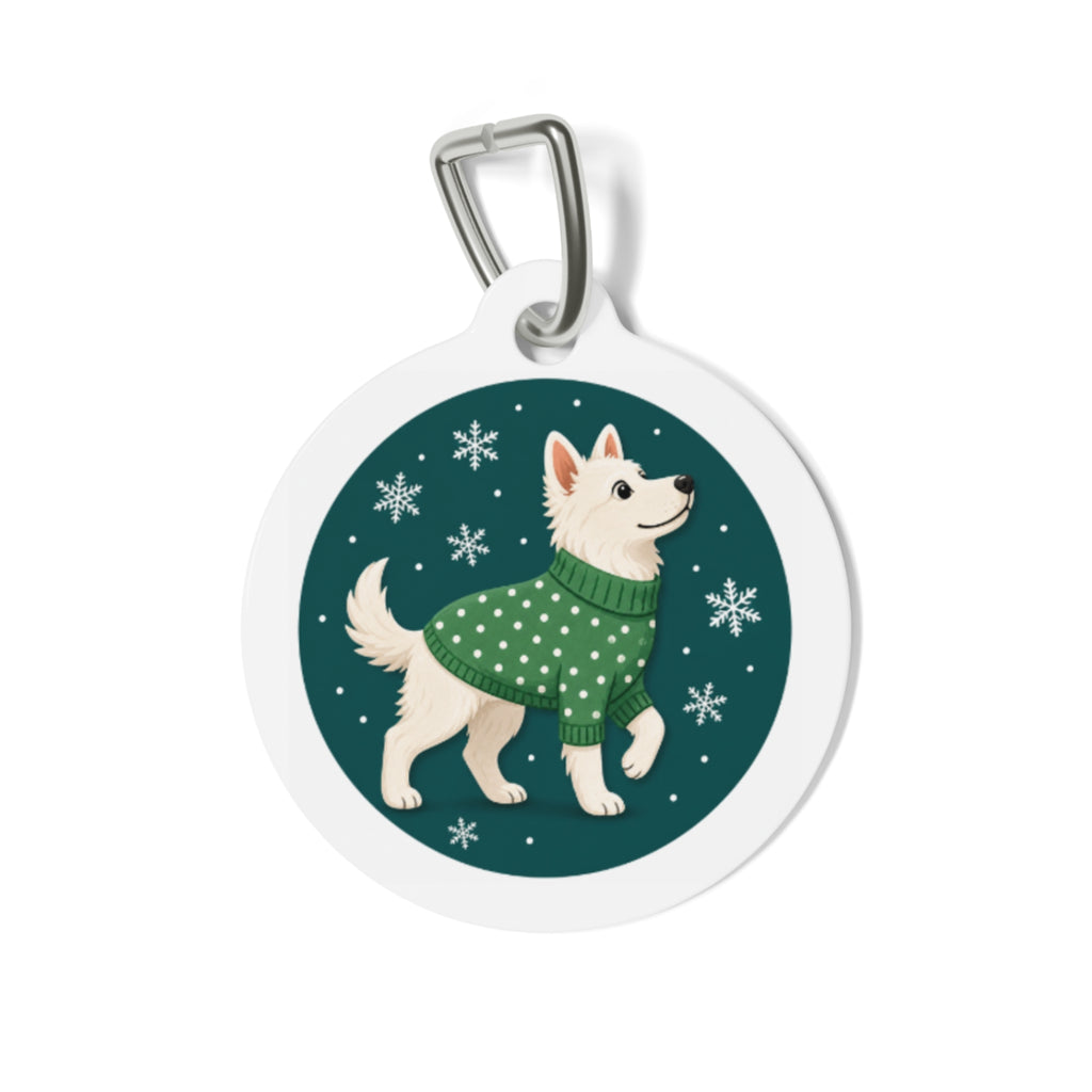Cozy Winter Pup in Sweater Personalized Dog ID Tag