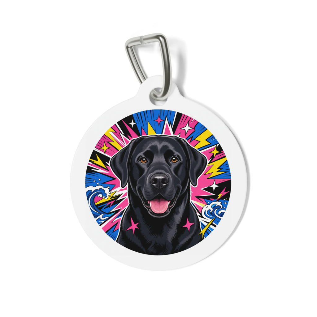 Labrador Retriever Electric Pop Black Personalized Dog ID Tag