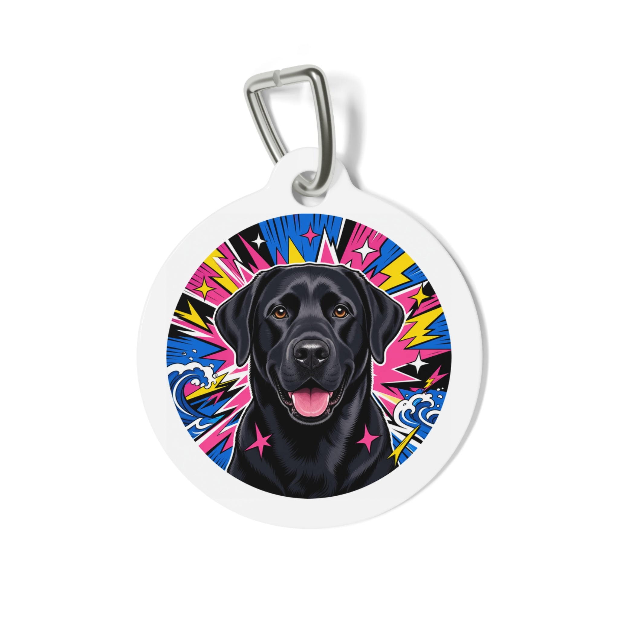 Labrador Retriever Electric Pop Black Personalized Dog ID Tag