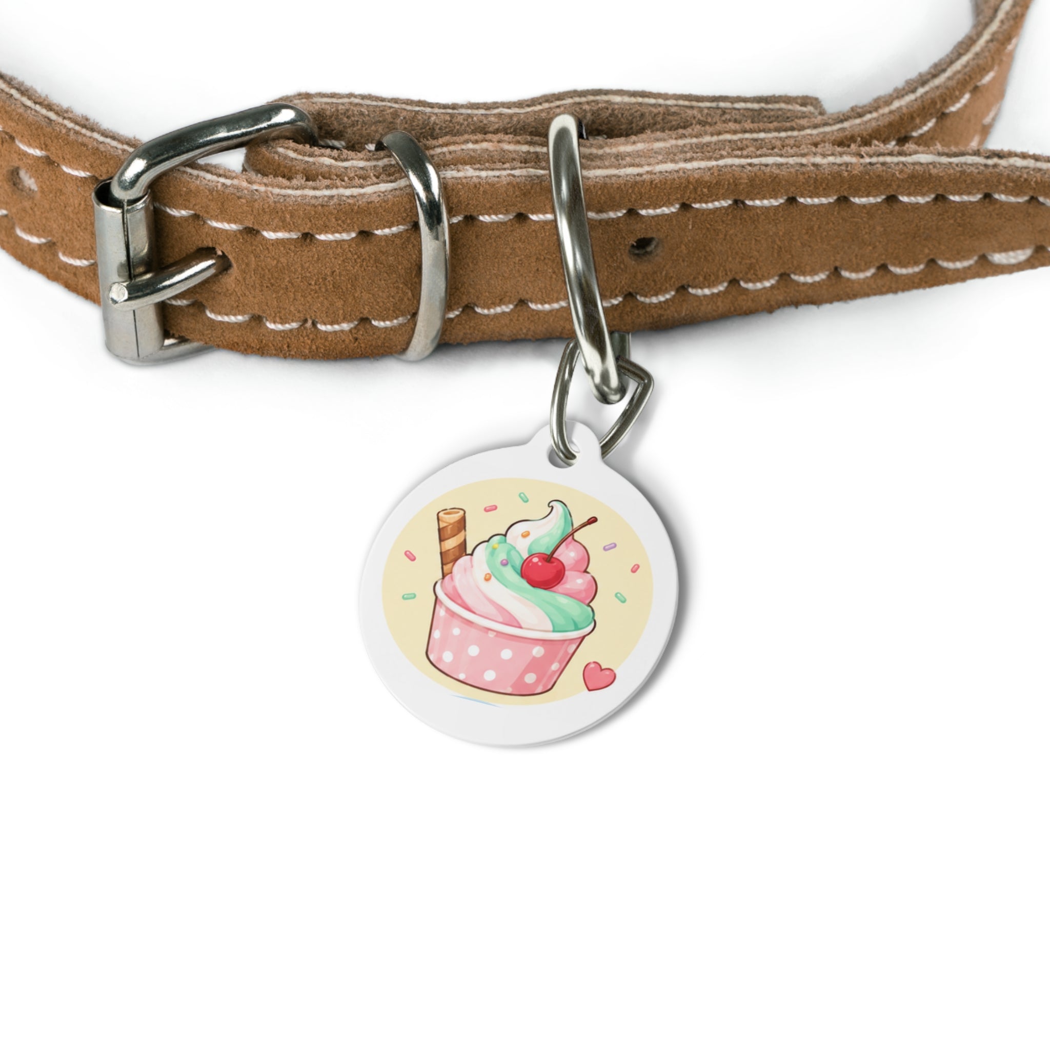 Cherry Sundae Whimsical Foodie Art Personalized Dog ID Tag