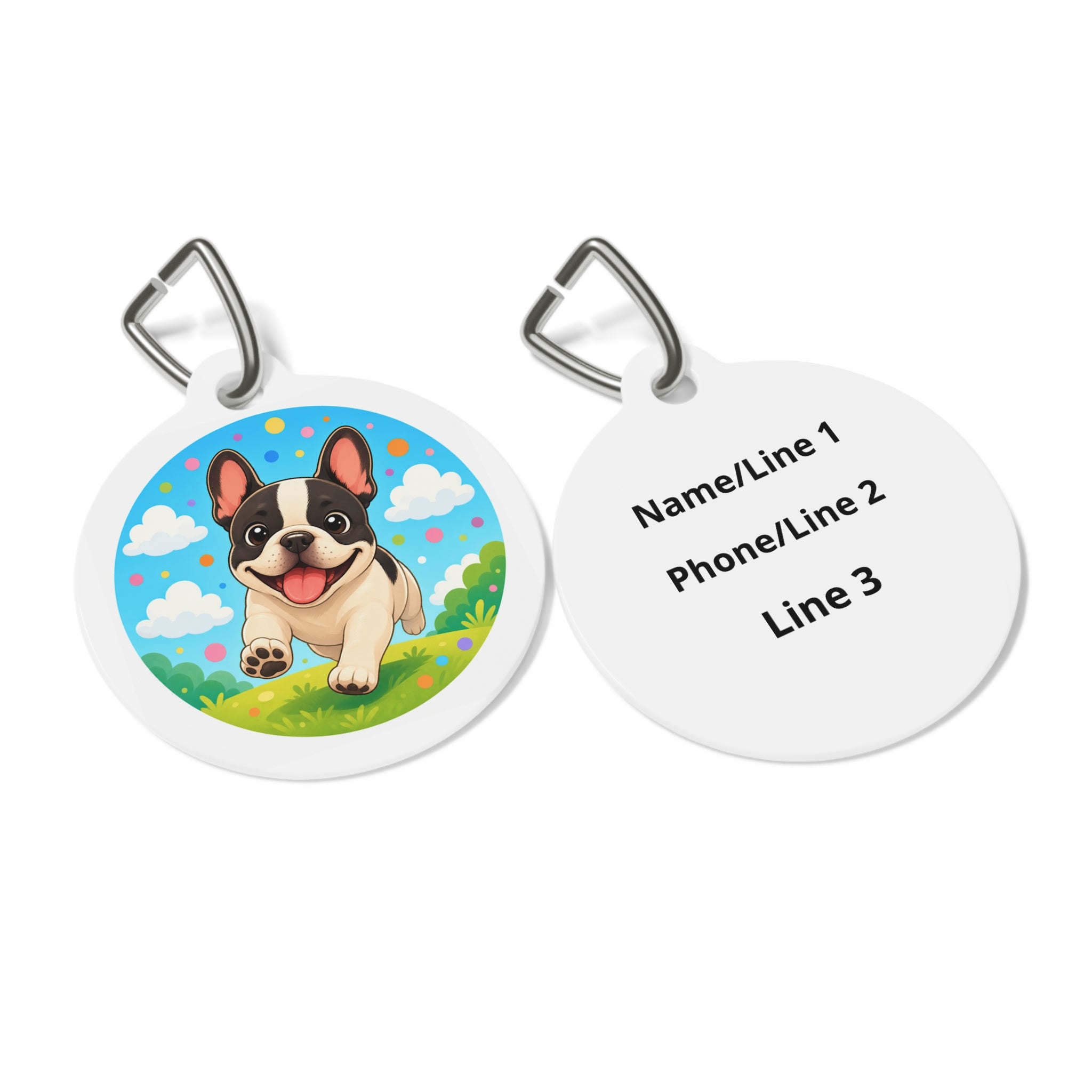 Placa de identificación personalizada para perro con retrato de Bulldog Francés lindo