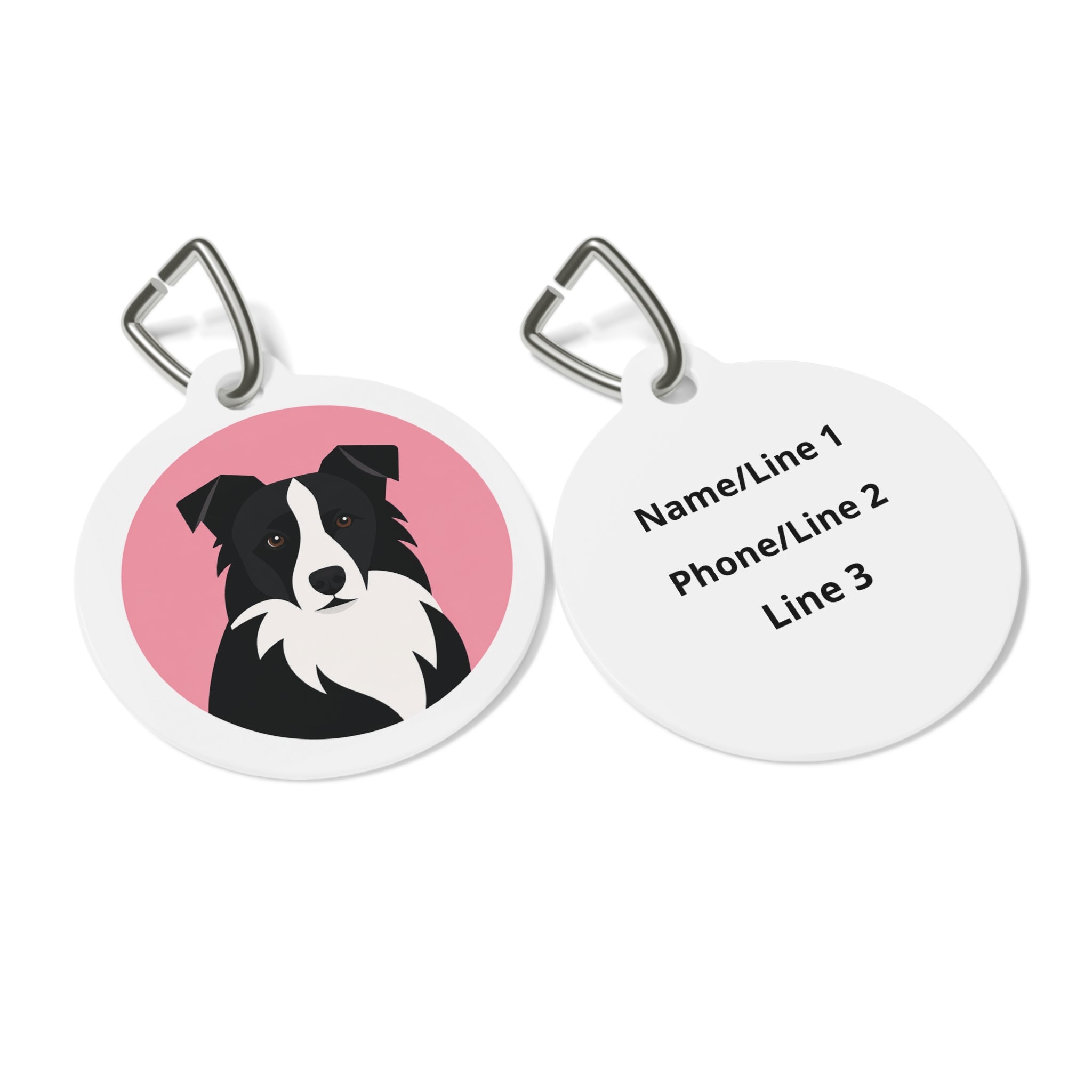 Border Collie Blush Minimalist Personalized Dog ID Tag