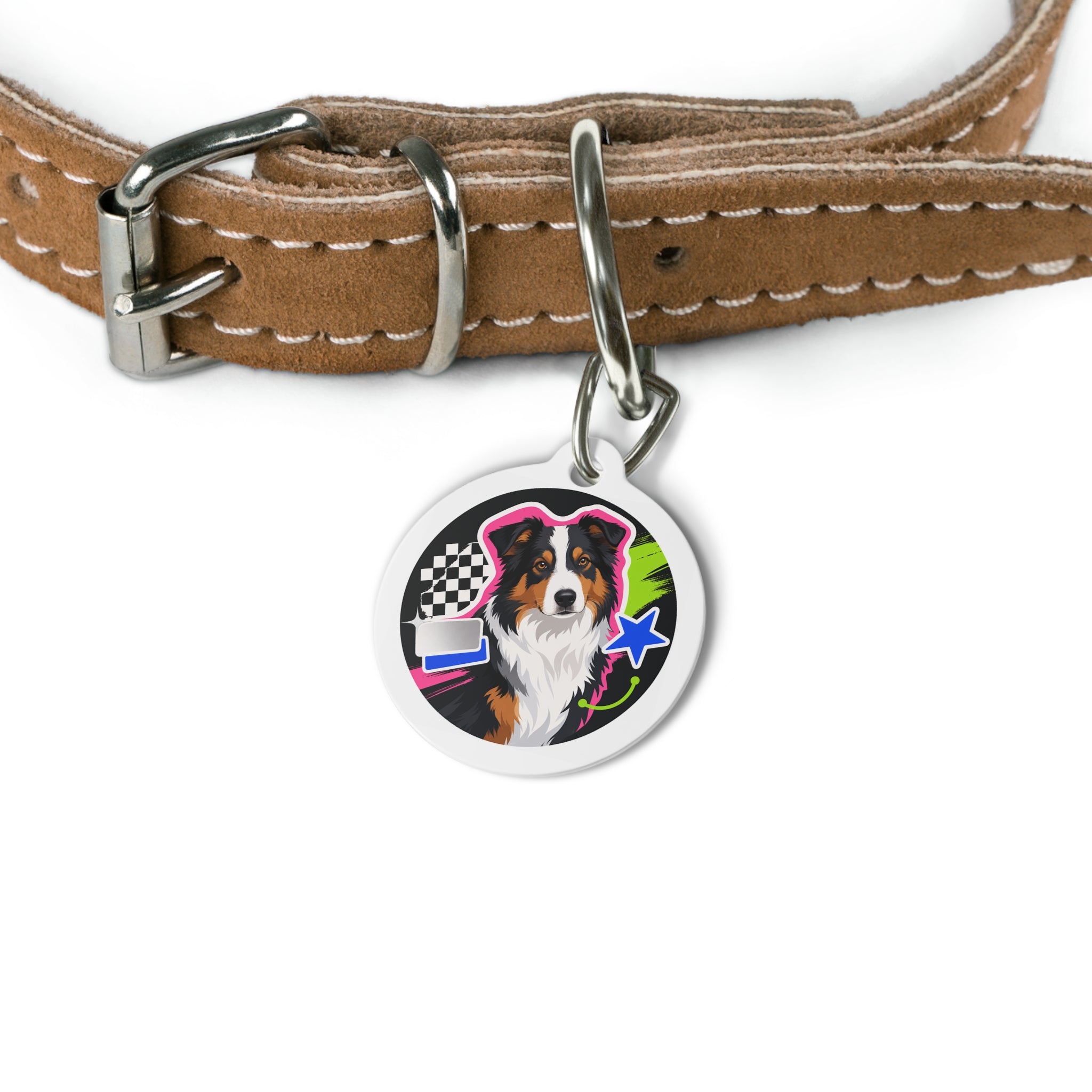 Australian Shepherd Neon Pop Personalized Dog ID Tag