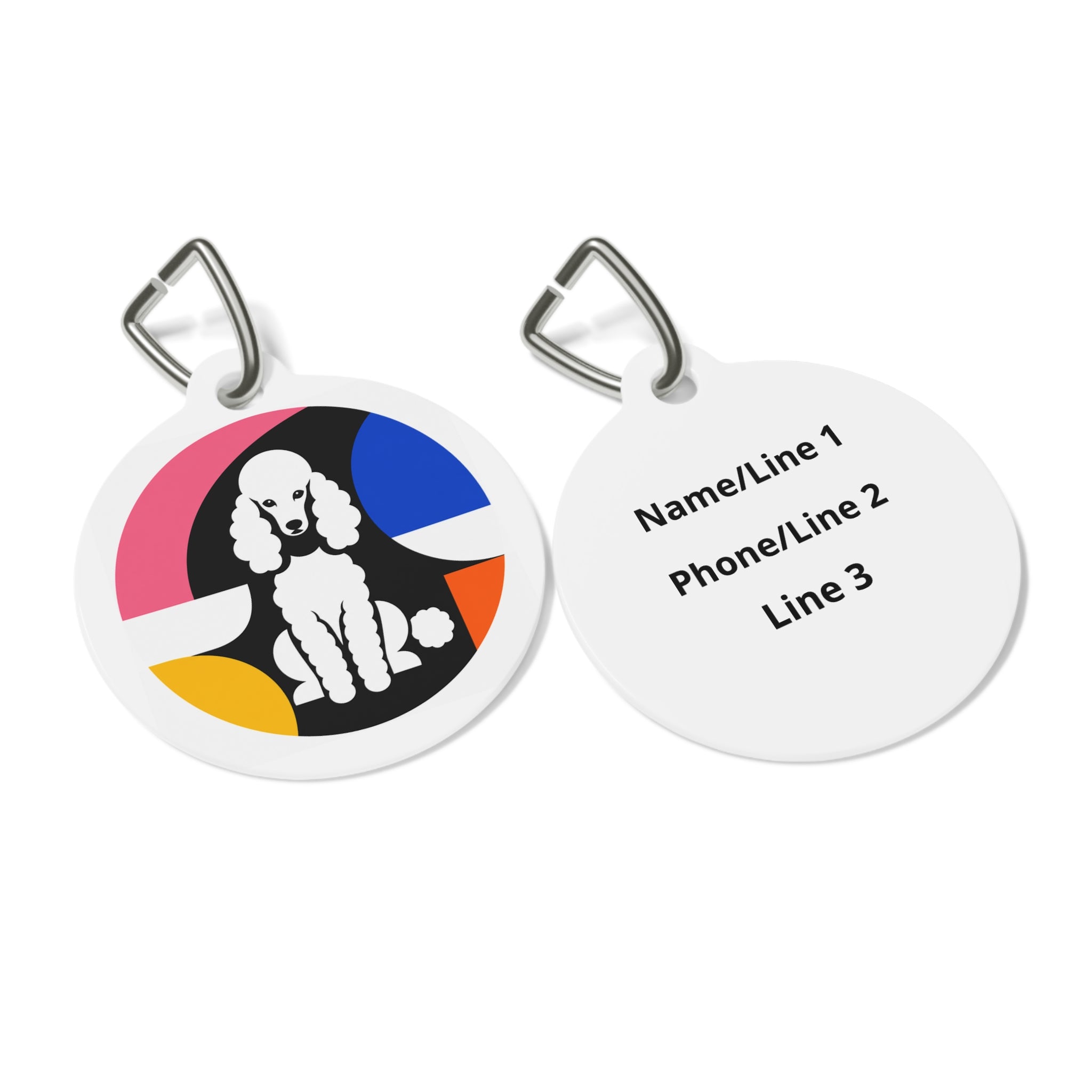 Poodle Mod Monochrome Personalized Dog ID Tag