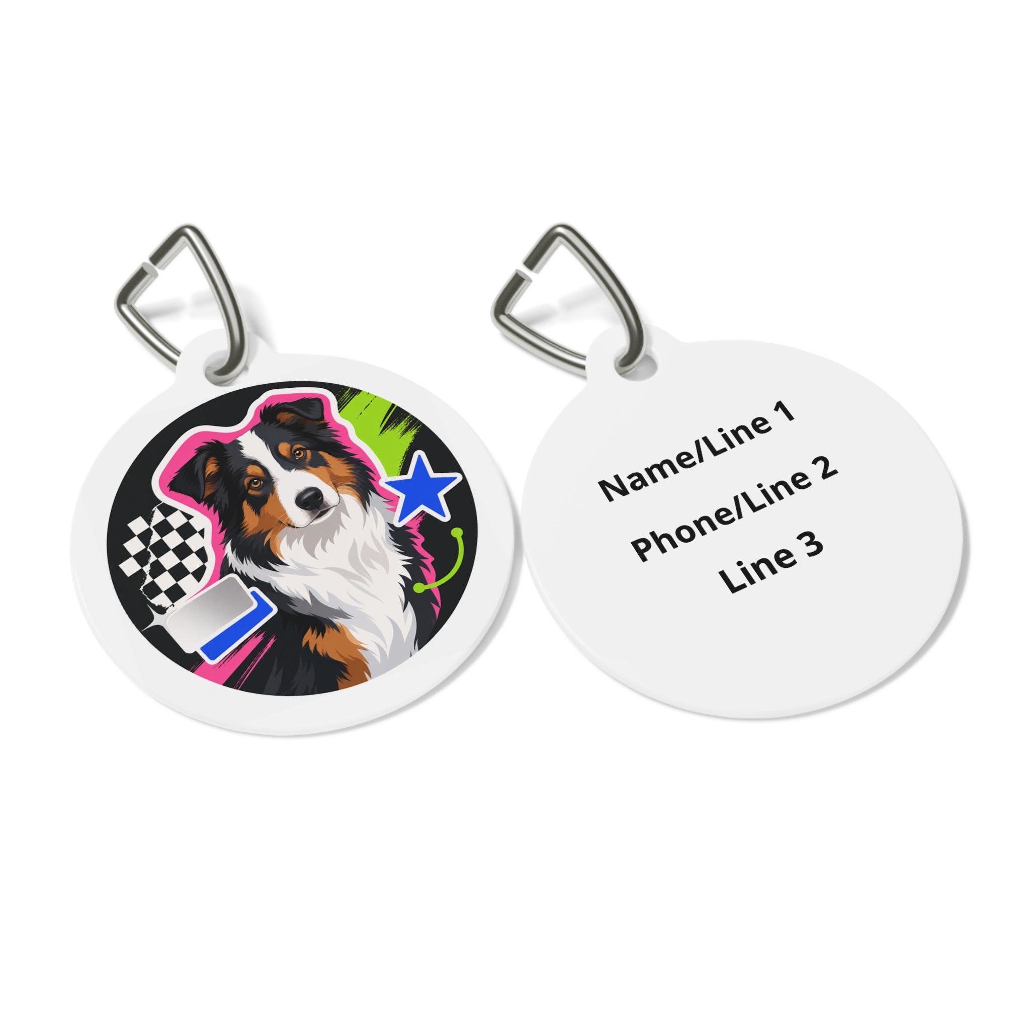 Australian Shepherd Neon Pop Personalized Dog ID Tag