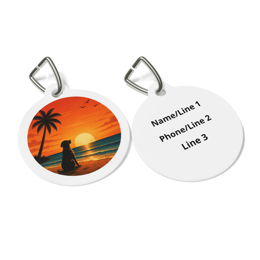 Palm Beach Sunset Dreamy Coastal Scene Personalized Dog ID Tag