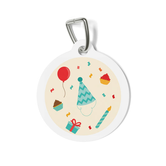 Whimsical Birthday Party Icons Personalized Dog ID Tag