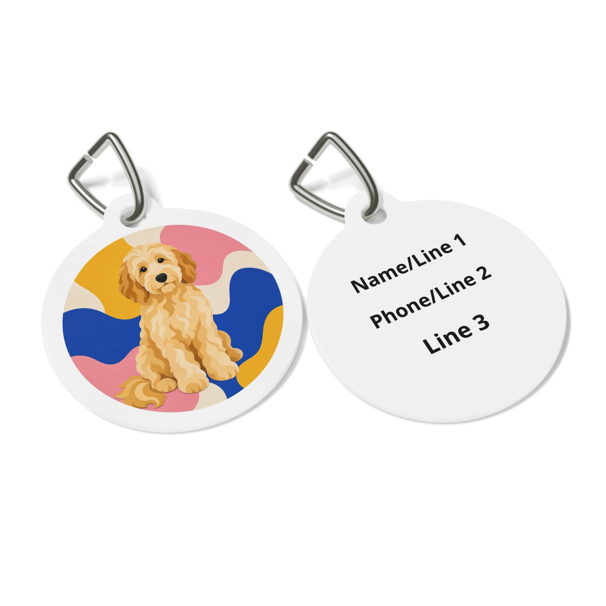 Goldendoodle Colorful Retro Background Personalized Dog ID Tag