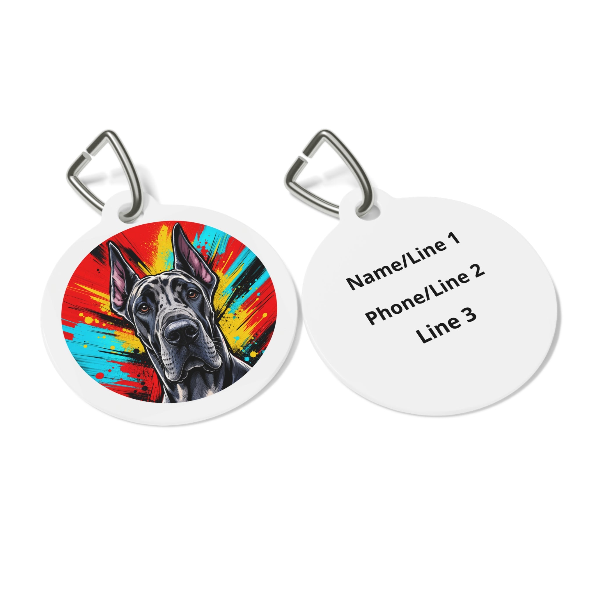 Great Dane Bright Garden Portrait Personalized Dog ID Tag