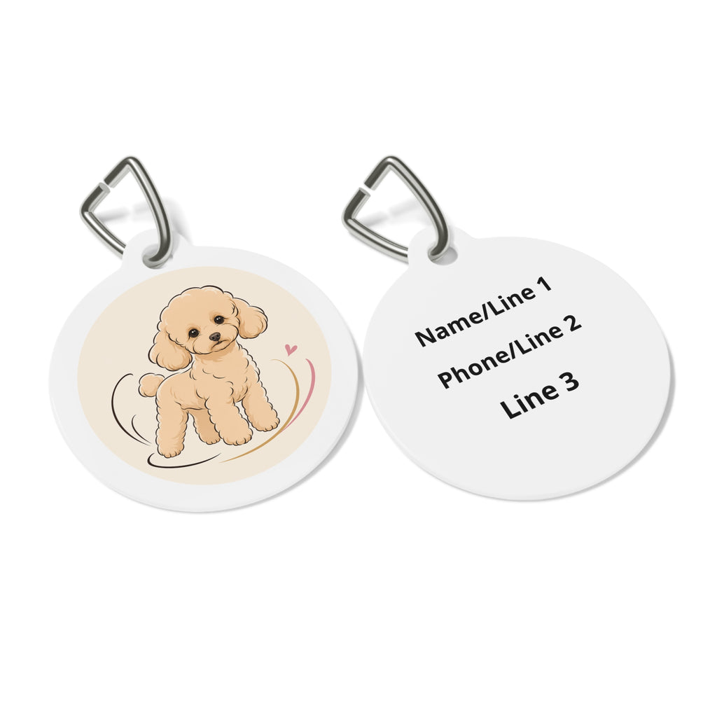 Toy Poodle Minimal Motion Sketch Apricot Puppy Personalized Dog ID Tag