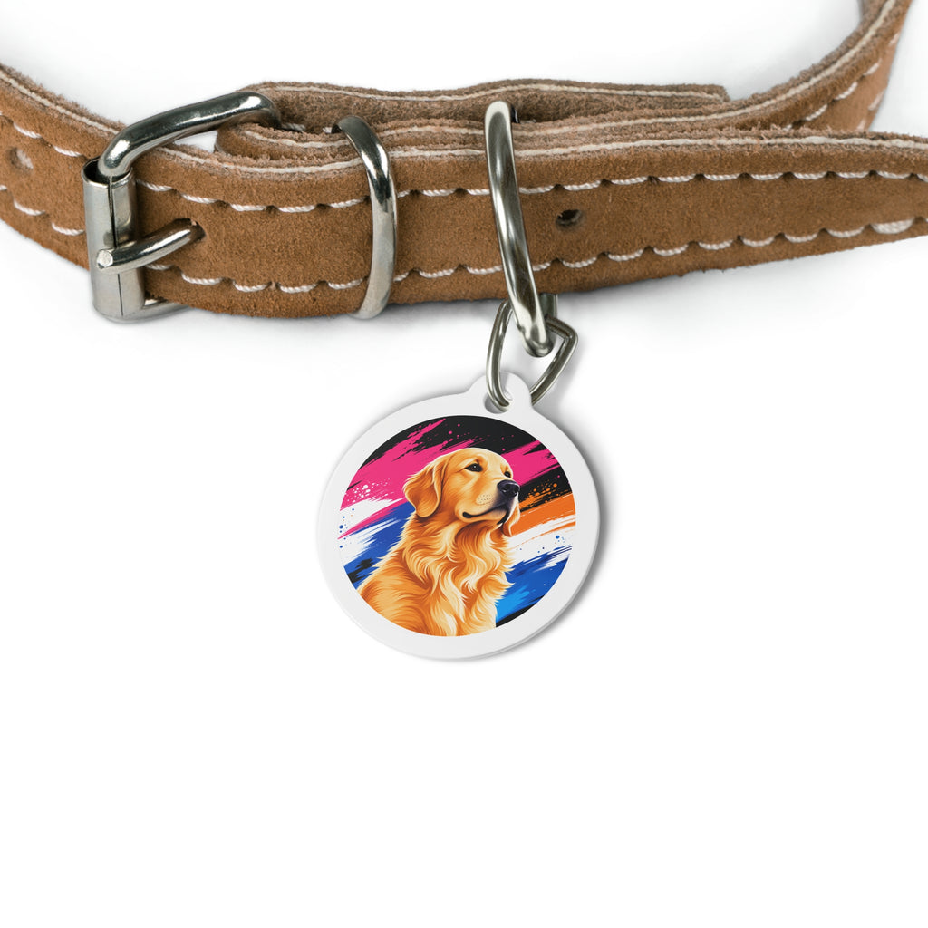 Etiqueta de identificación de perro personalizada Golden Retriever Gallery Strokes