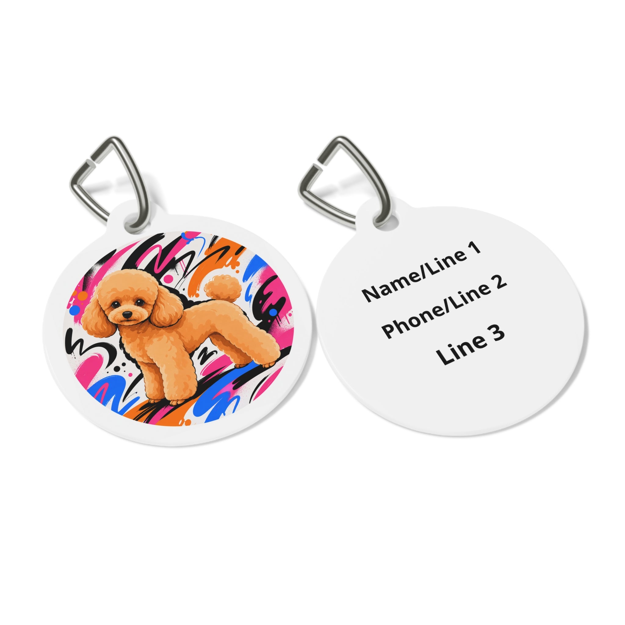 Toy Poodle Graffiti Groove Apricot Personalized Dog ID Tag