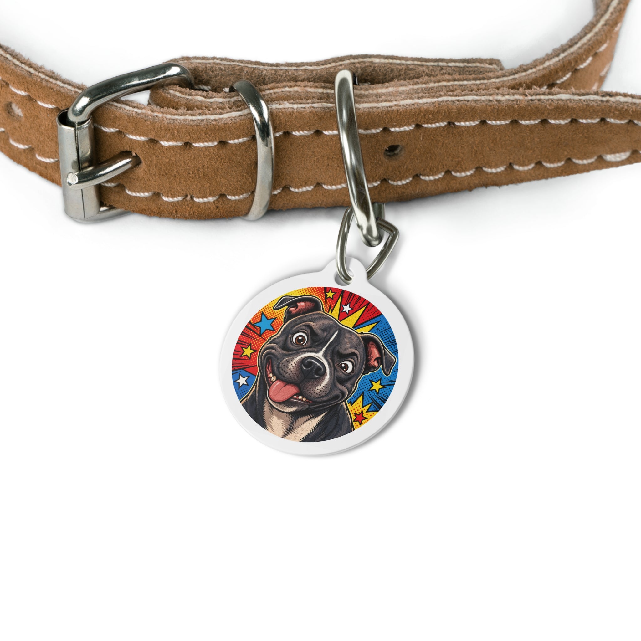 Staffordshire Bull Terrier Pop Art Personalized Dog ID Tag