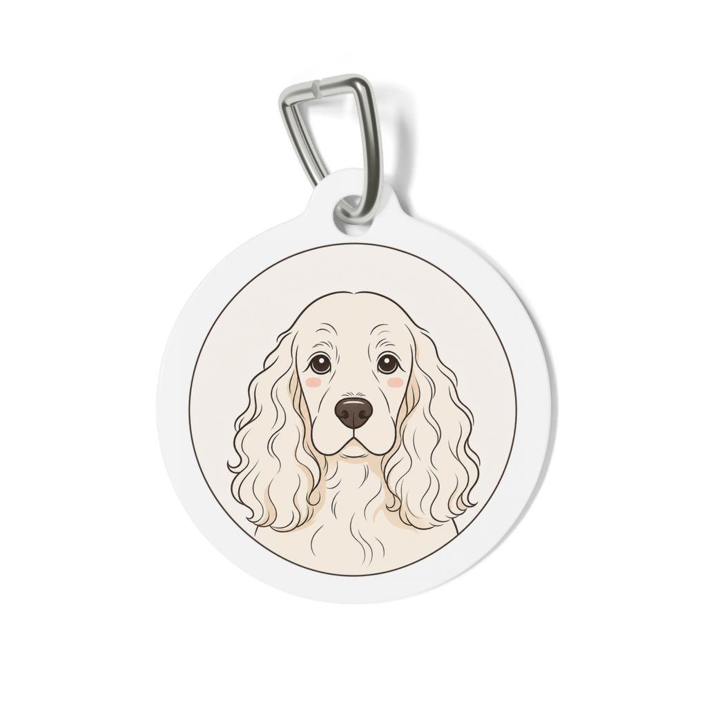 Cocker Spaniel Minimal Line Portrait Personalized Dog ID Tag