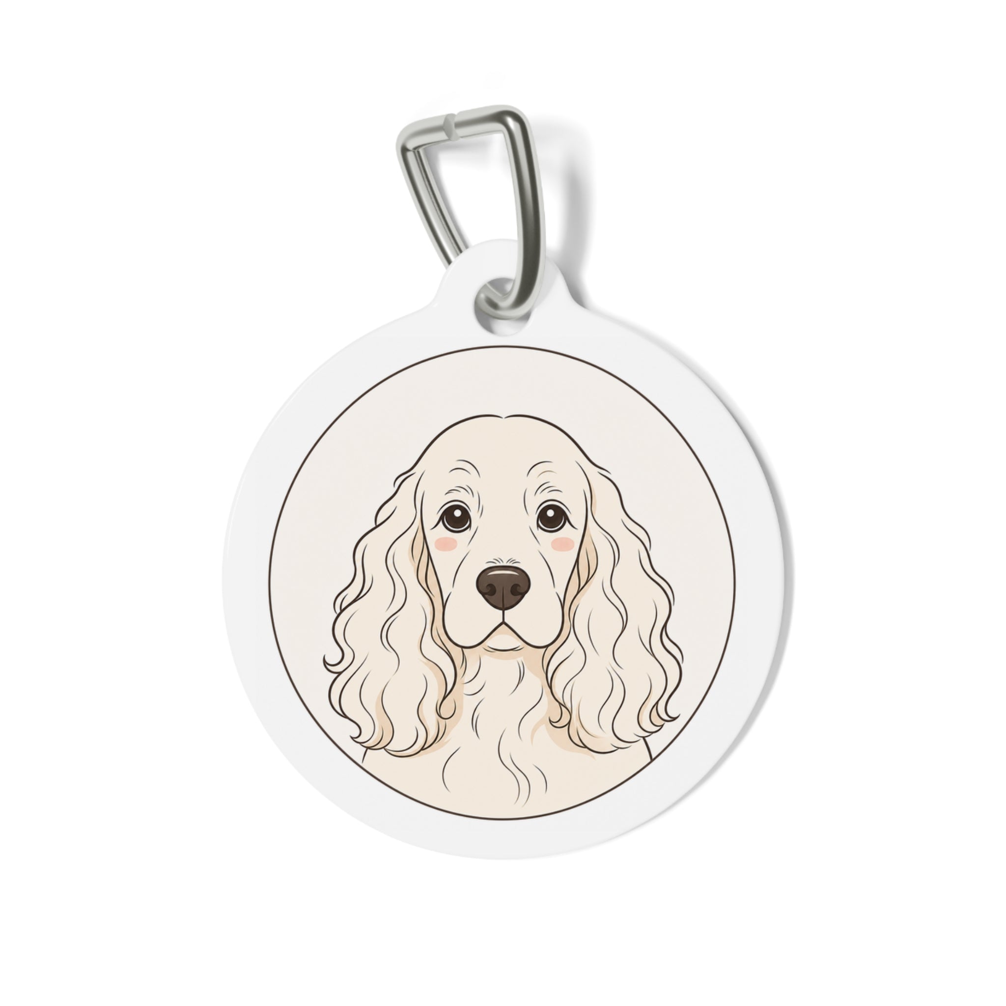 Cocker Spaniel Minimal Line Portrait Personalized Dog ID Tag