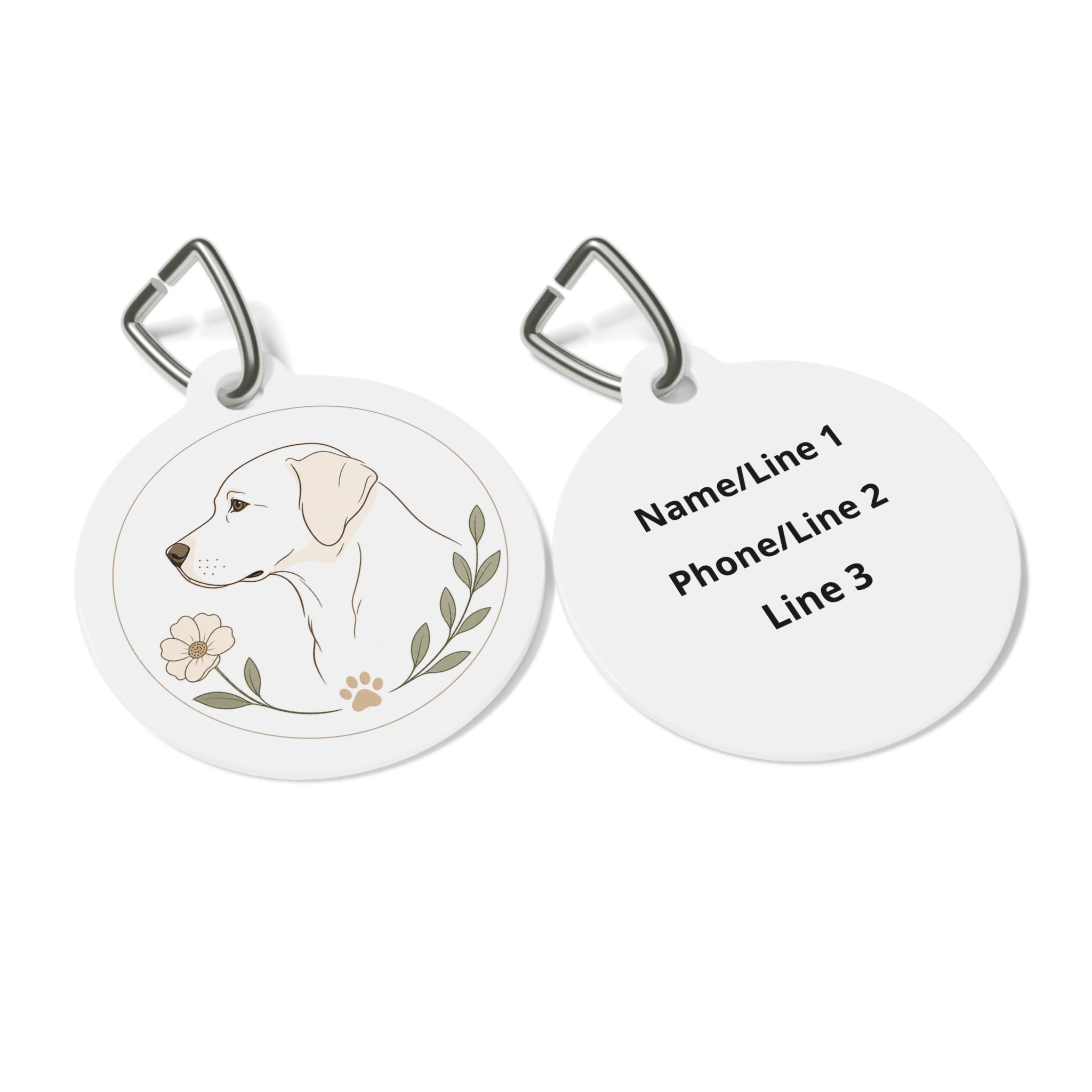 Labrador Retriever Delicate Floral Line Personalized Dog ID Tag