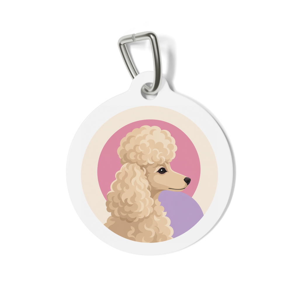 Toy Poodle Pink Lilac Profile Cream Personalized Dog ID Tag