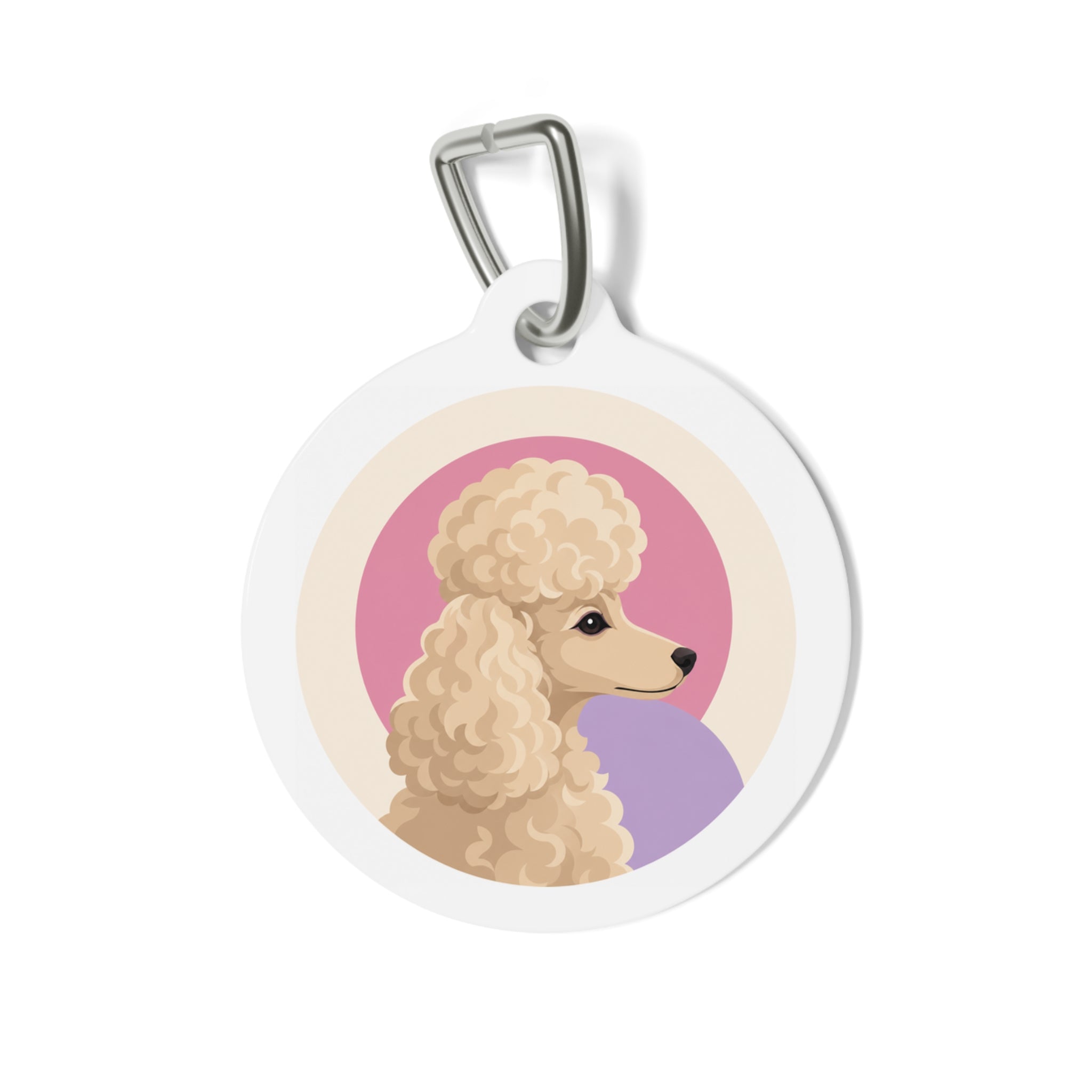 Toy Poodle Pink Lilac Profile Cream Personalized Dog ID Tag