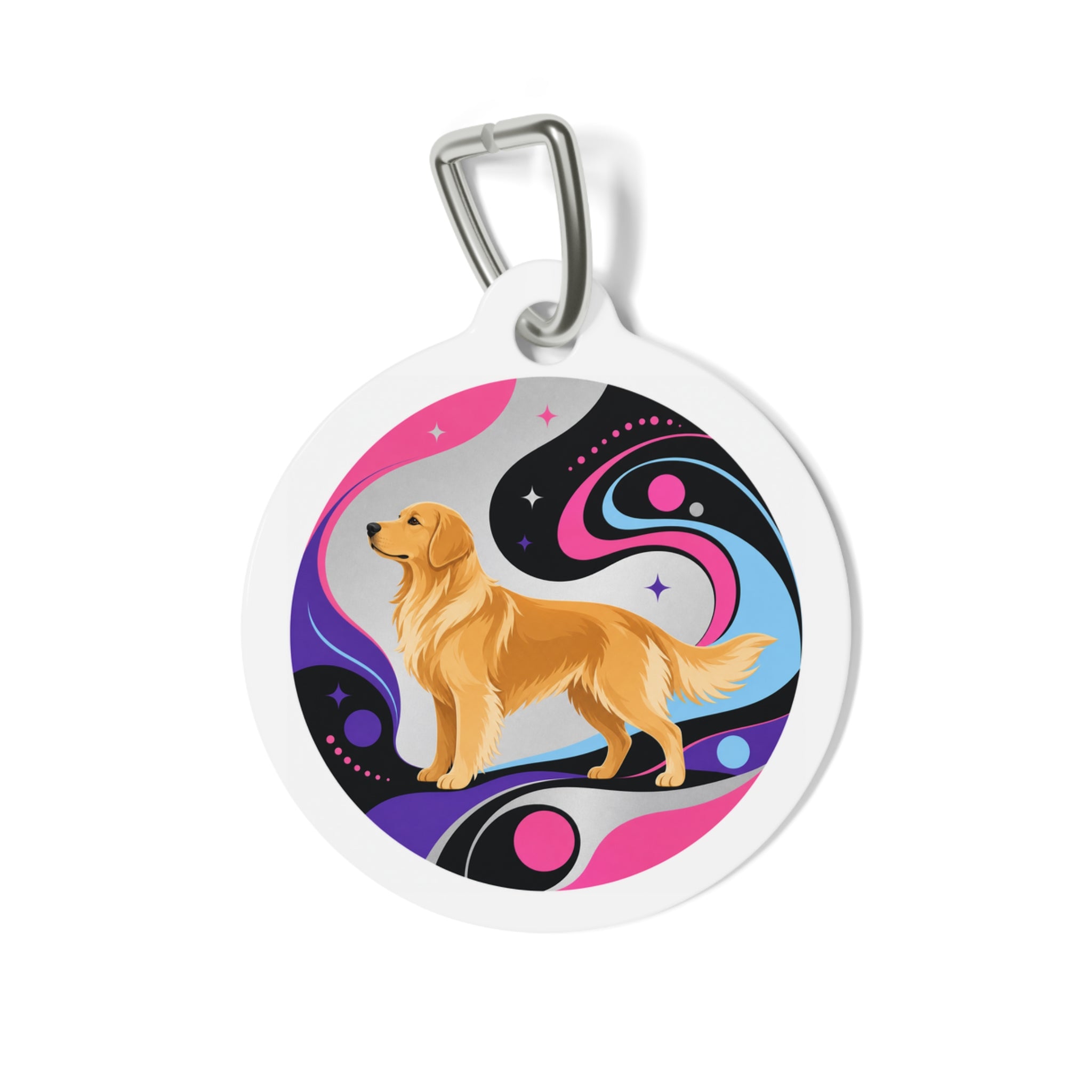 Golden Retriever Cosmic Groove Personalized Dog ID Tag