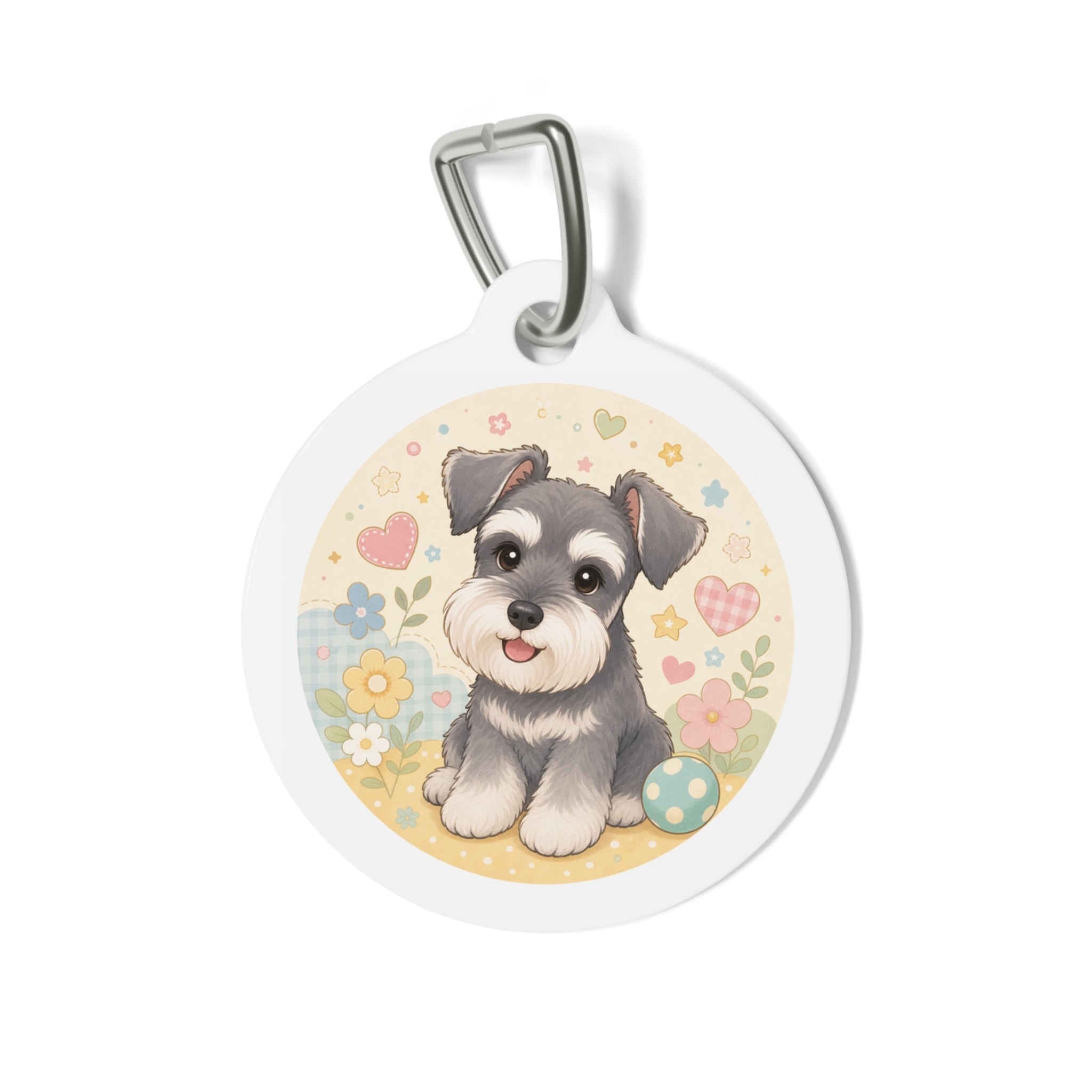 Miniature Schnauzer Spring Hearts & Flowers Personalized Dog ID Tag