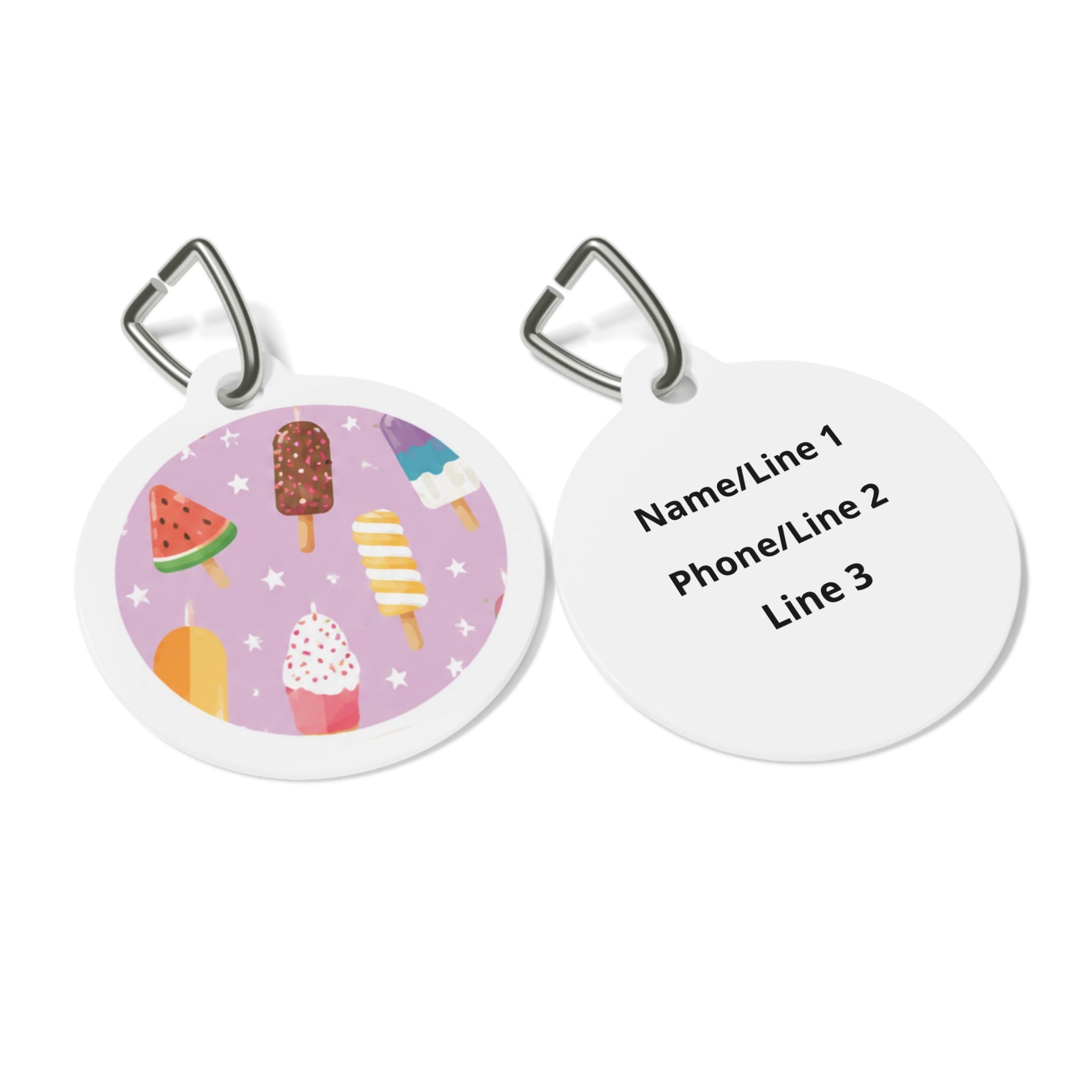 Summer Popsicle Party Whimsical Foodie Art Personalized Dog ID Tag