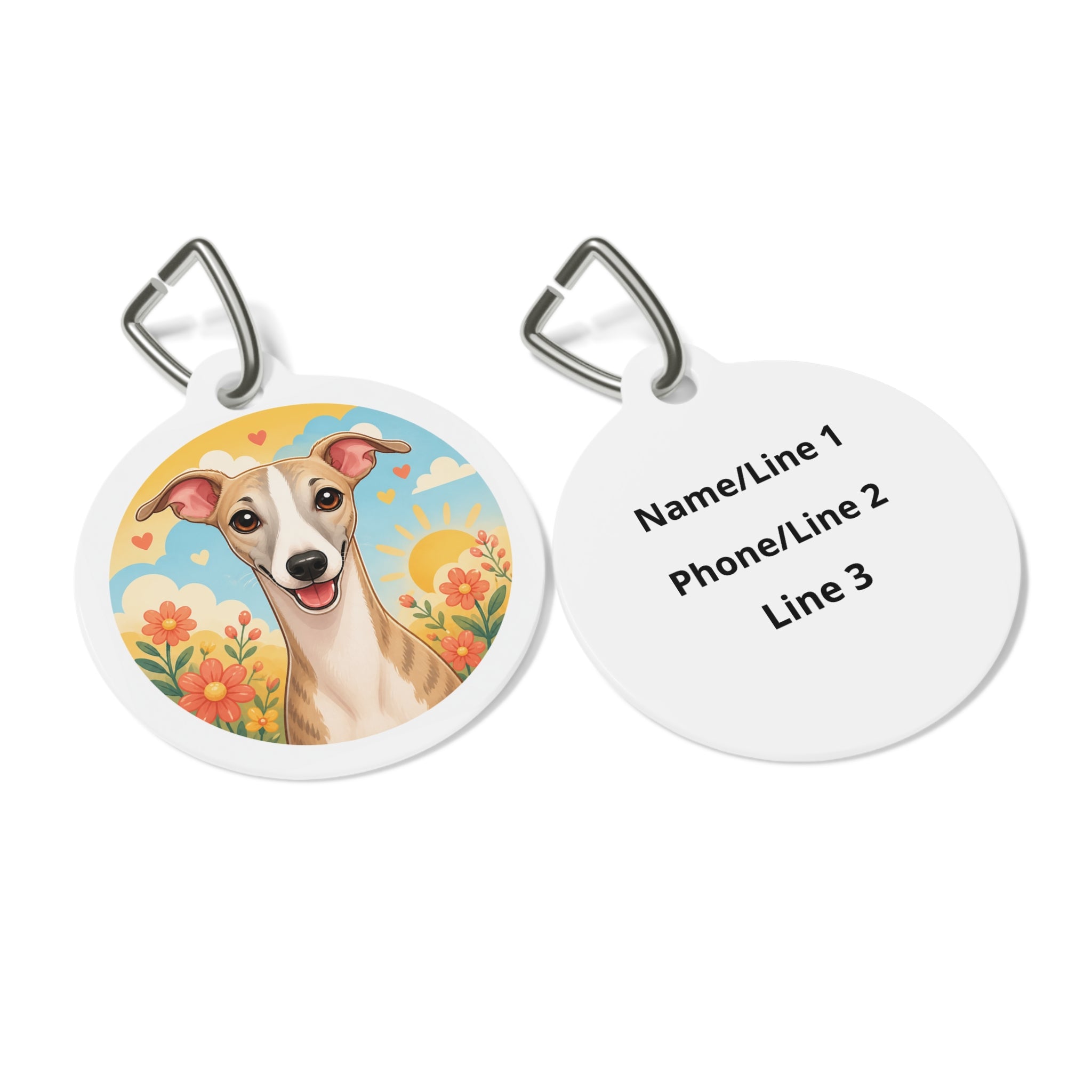 Whippet Sunny Wildflower Personalized Dog ID Tag