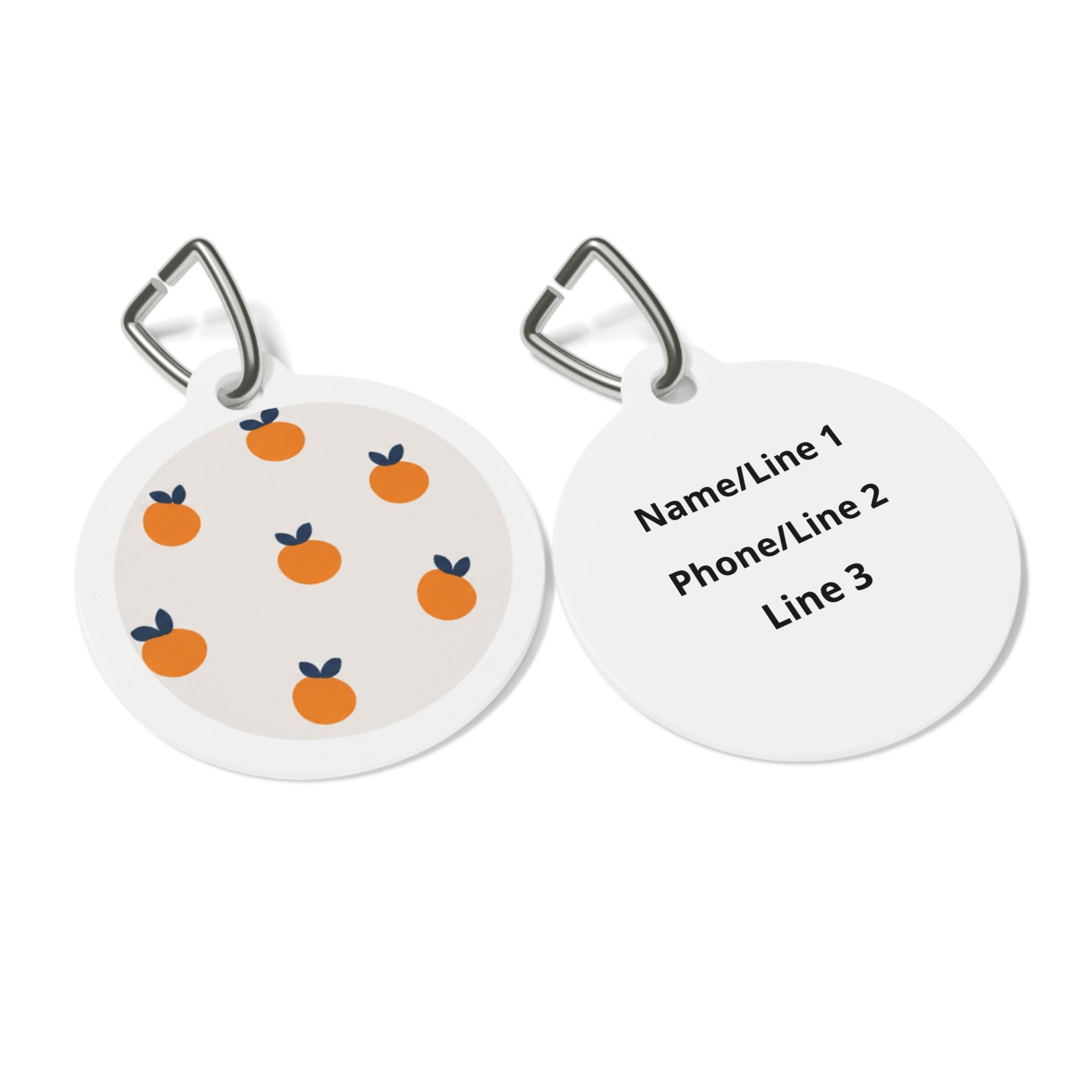 Tiny Orange Toss Cheerful Fruit Pattern Personalized Dog ID Tag