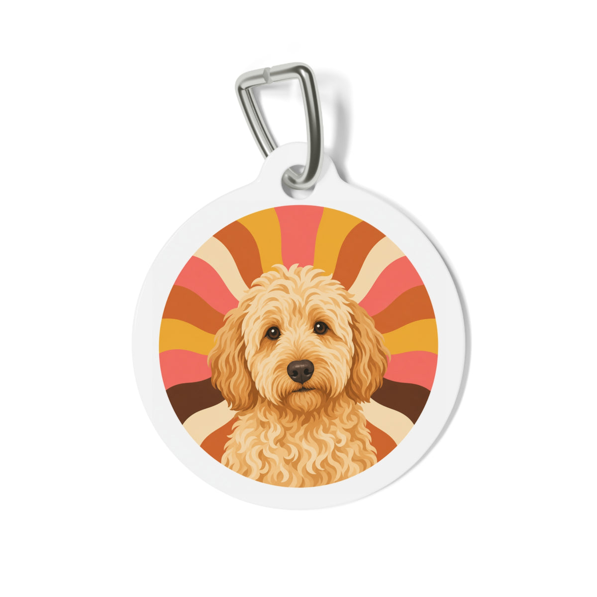 Goldendoodle Retro Sunrise Personalized Dog ID Tag