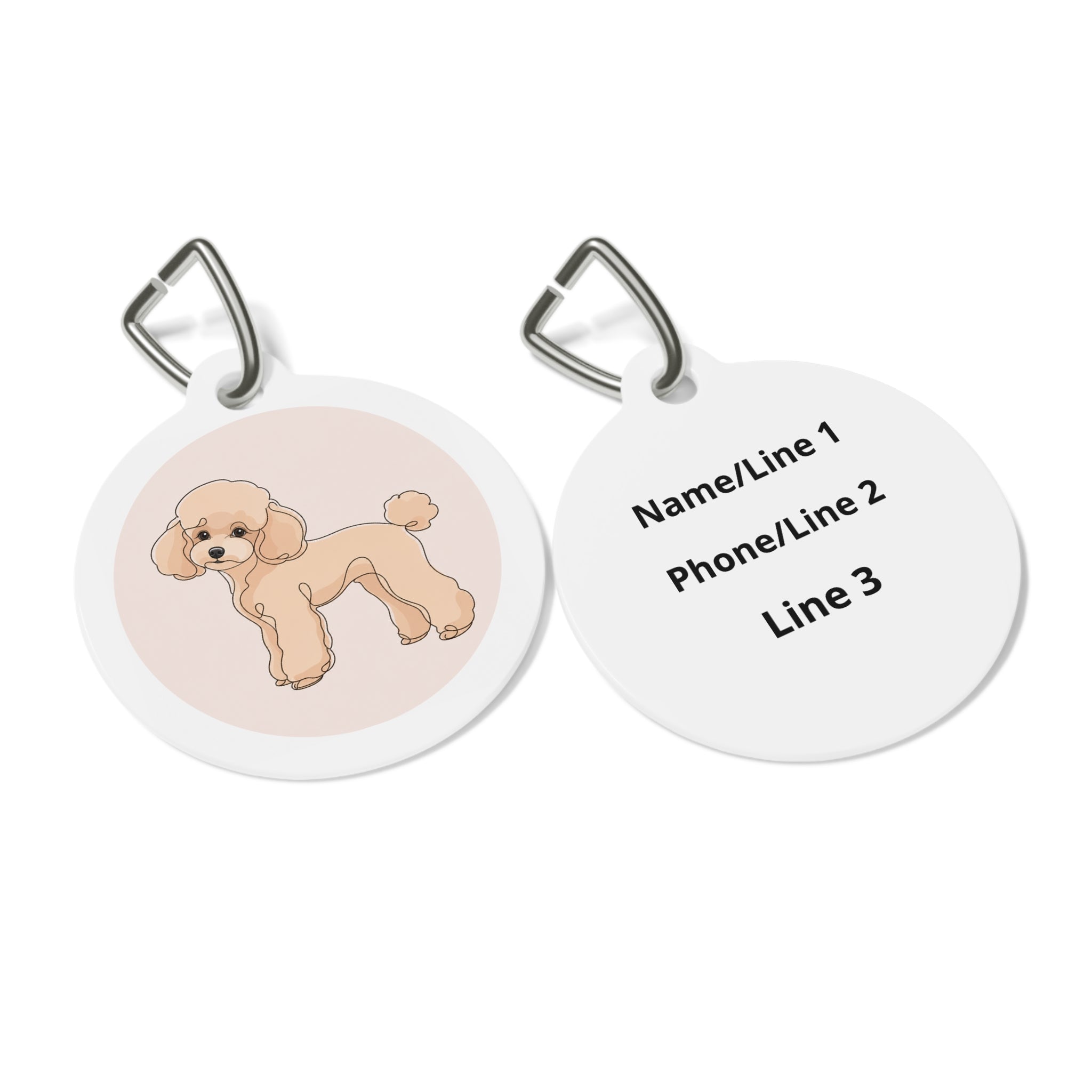Toy Poodle Minimal Line Art Apricot Personalized Dog ID Tag