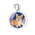 Etiqueta de identificación de perro personalizada con retrato de Corgi Galés de Pembroke brillante y juguetón