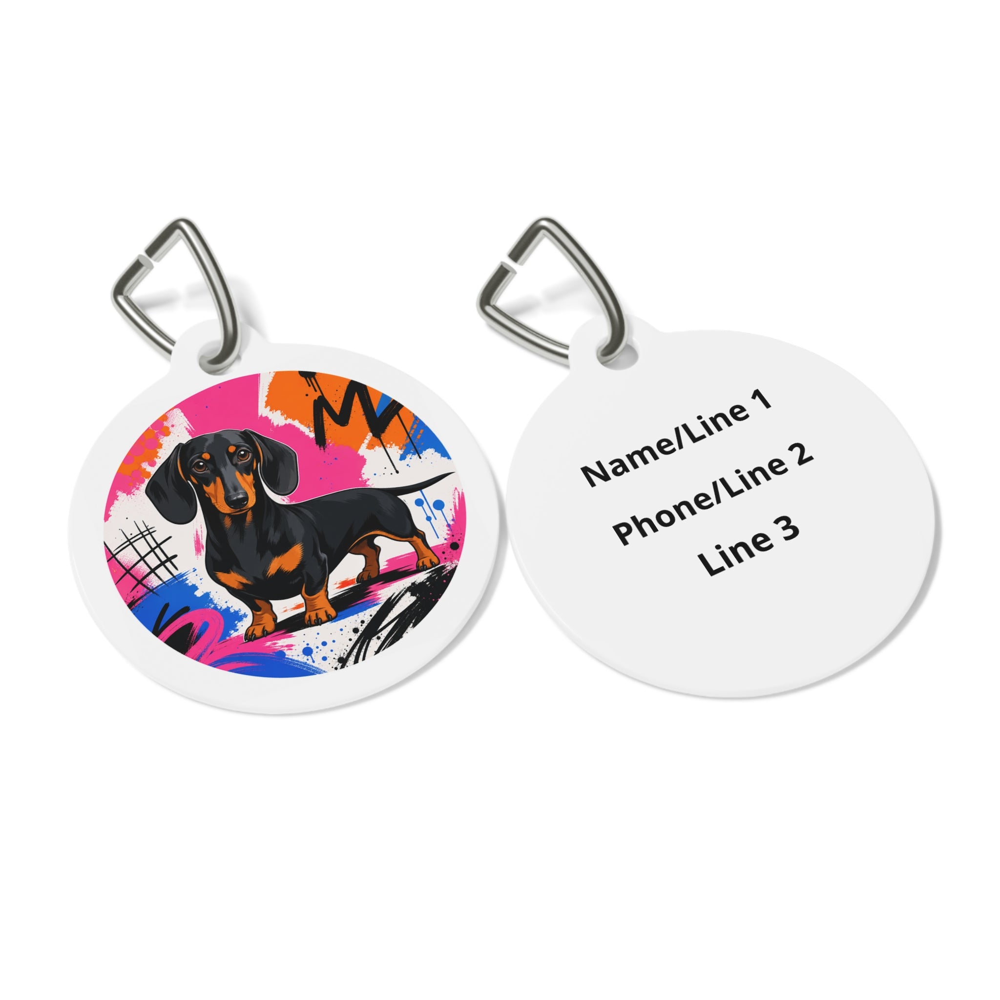 Dachshund Joyful Vibrant Color Personalized Dog ID Tag