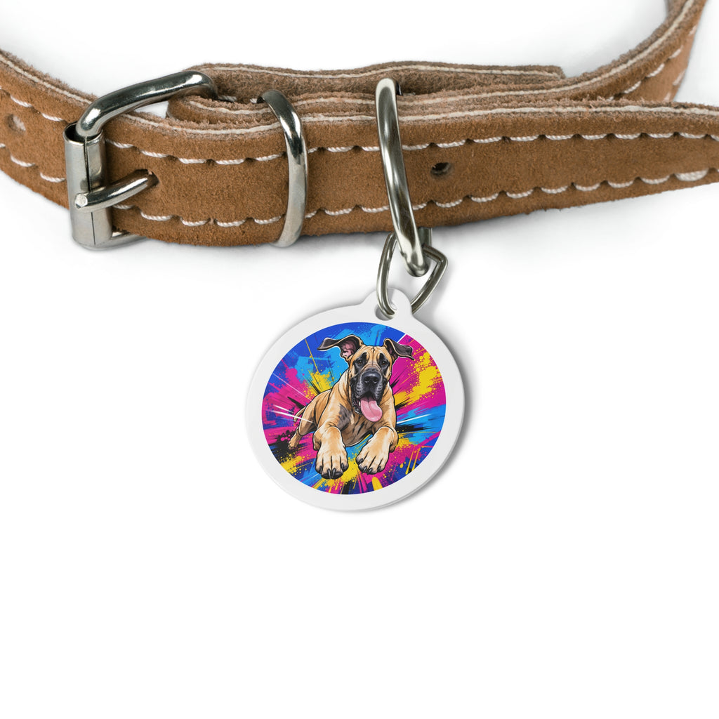 Etiqueta de identificación personalizada para perro Gran Danés con pinceladas delicadas