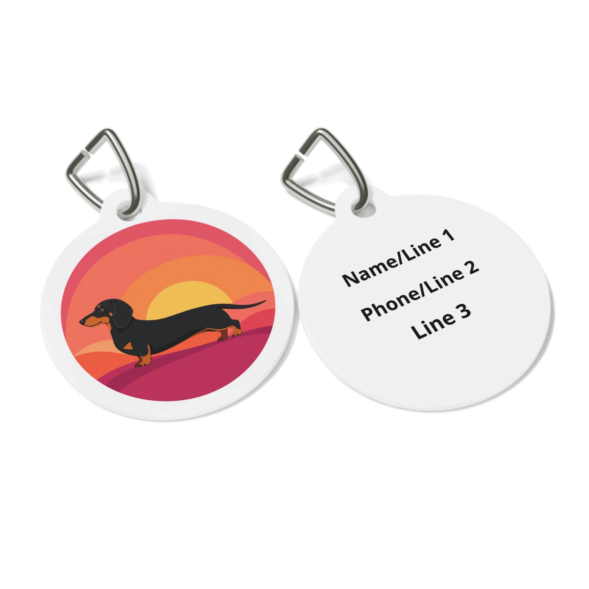 Dachshund Retro Sunset Personalized Dog ID Tag