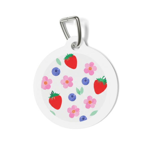 Berry Blossom Cheerful Fruit Pattern Personalized Dog ID Tag