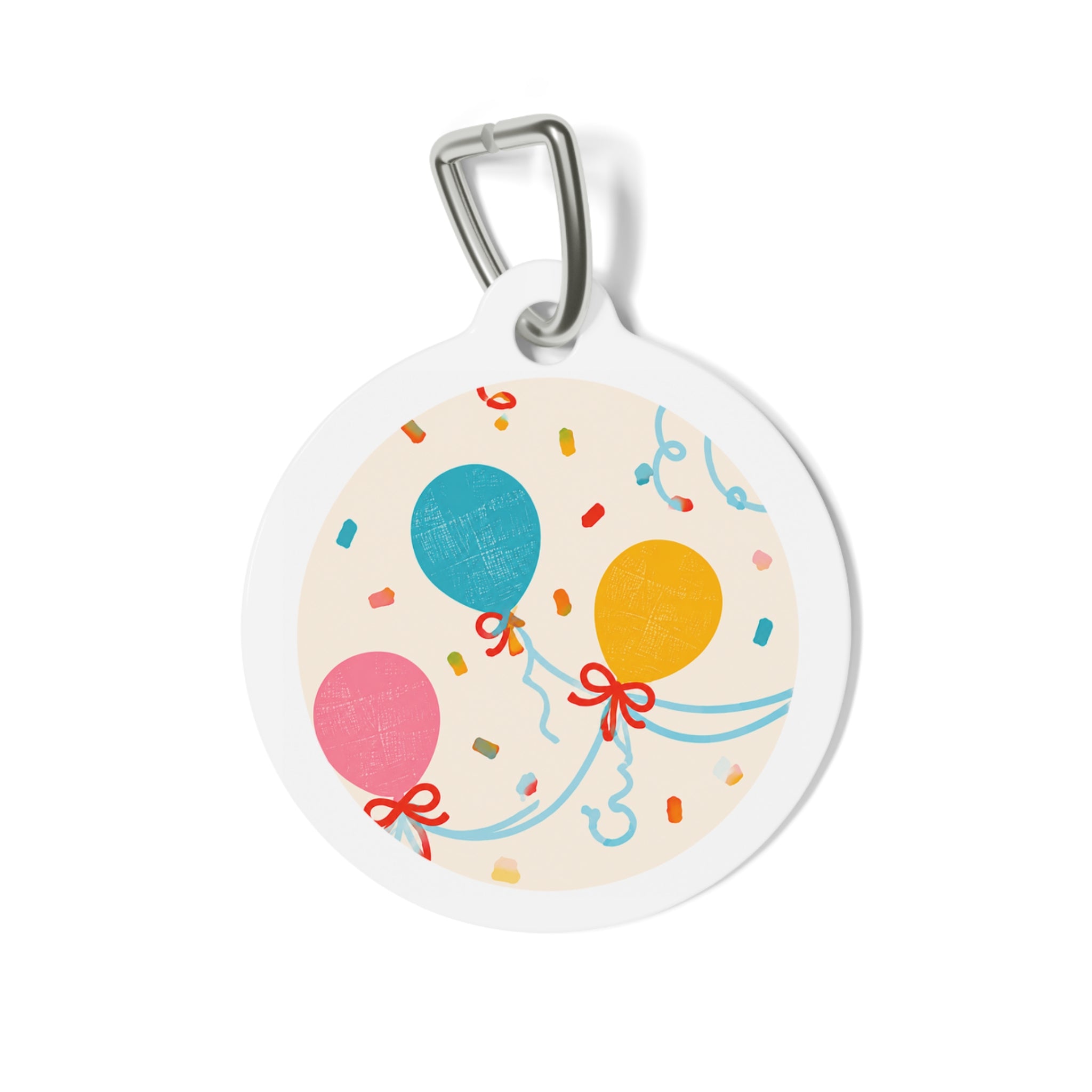 Modern Retro Balloon Confetti Personalized Dog ID Tag