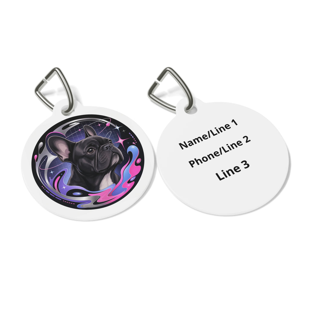 Chapa de identificación personalizada "French Bulldog Joyful Cosmic" para perros