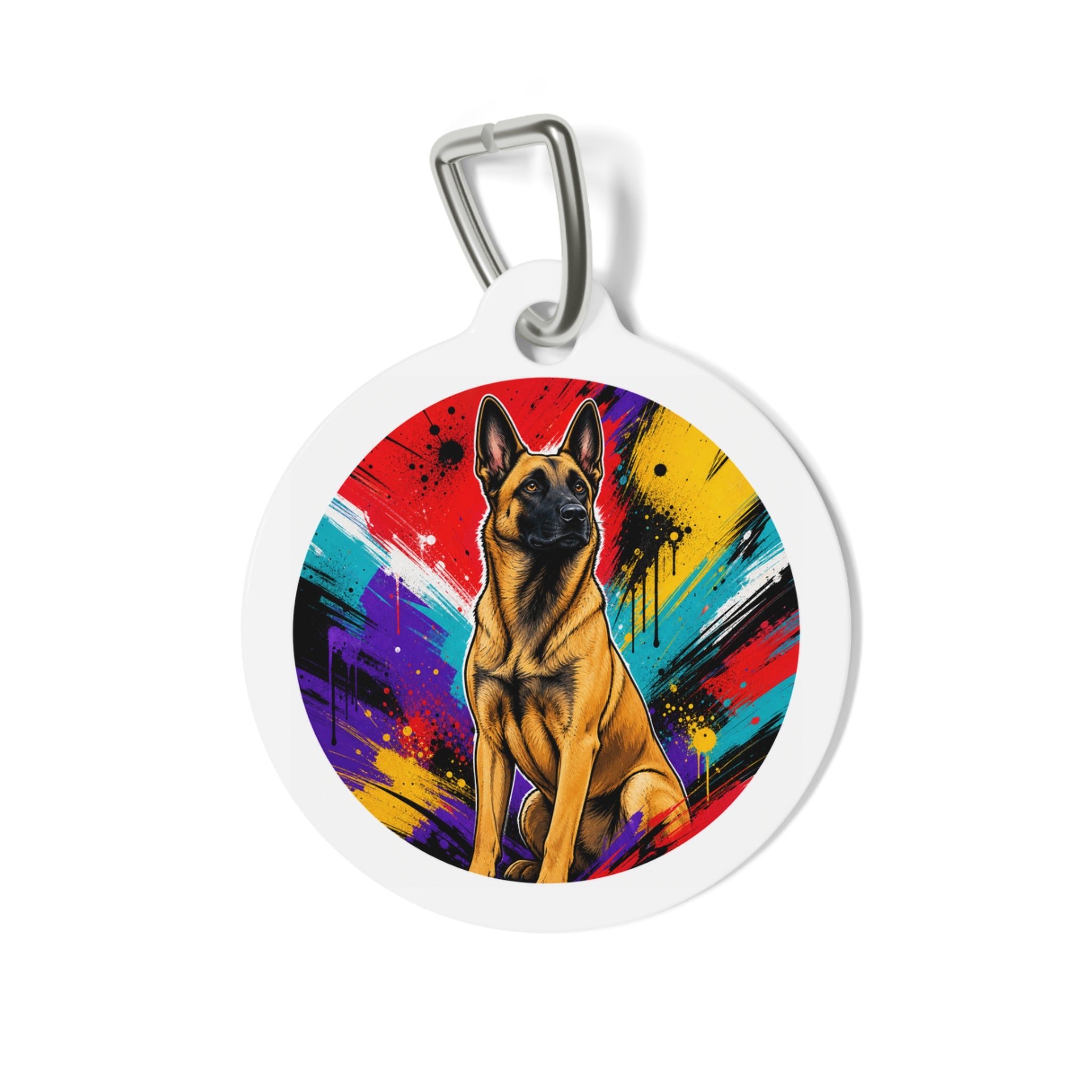Belgian Malinois Bold Color Brush Personalized Dog ID Tag