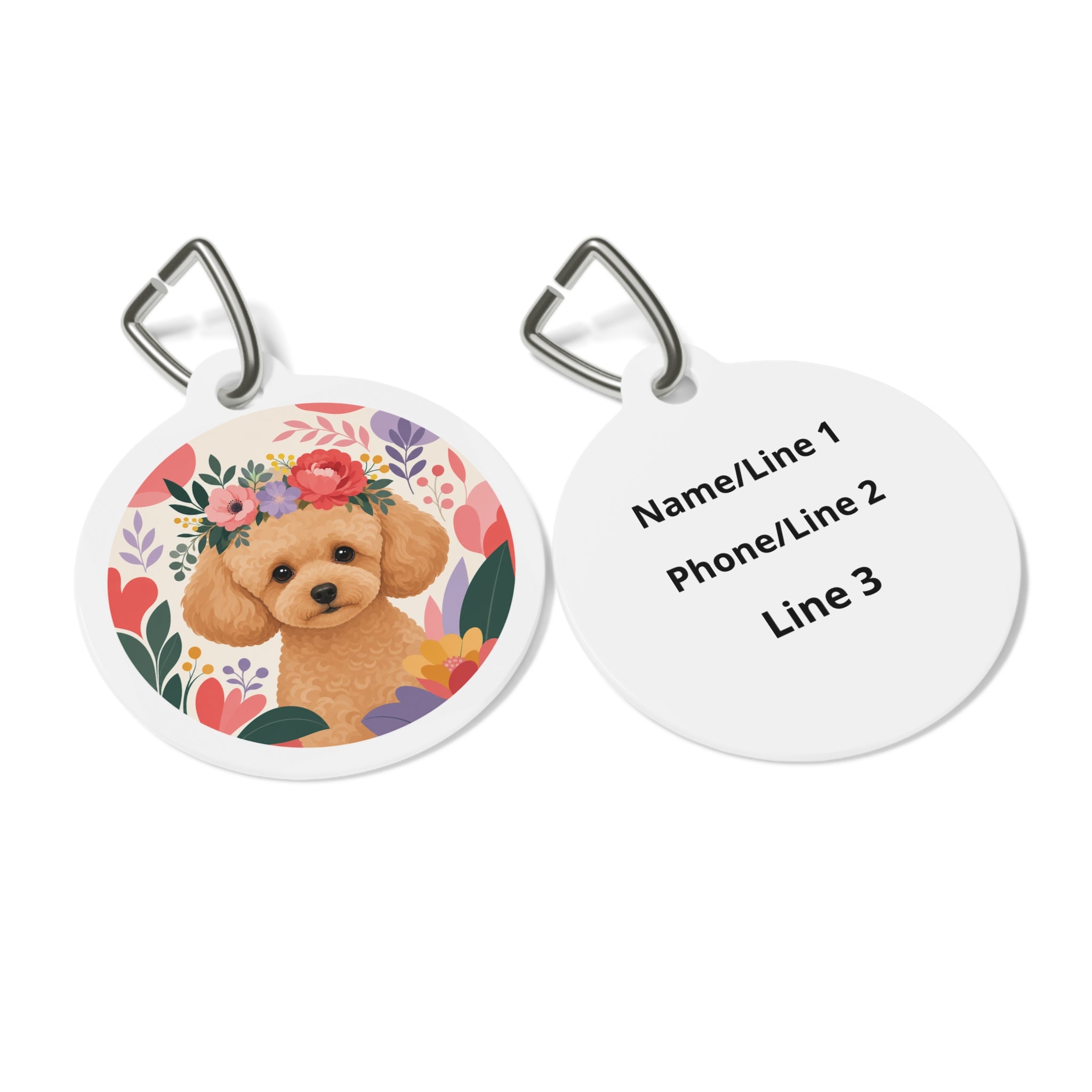 Toy Poodle Garden Crown Apricot Personalized Dog ID Tag