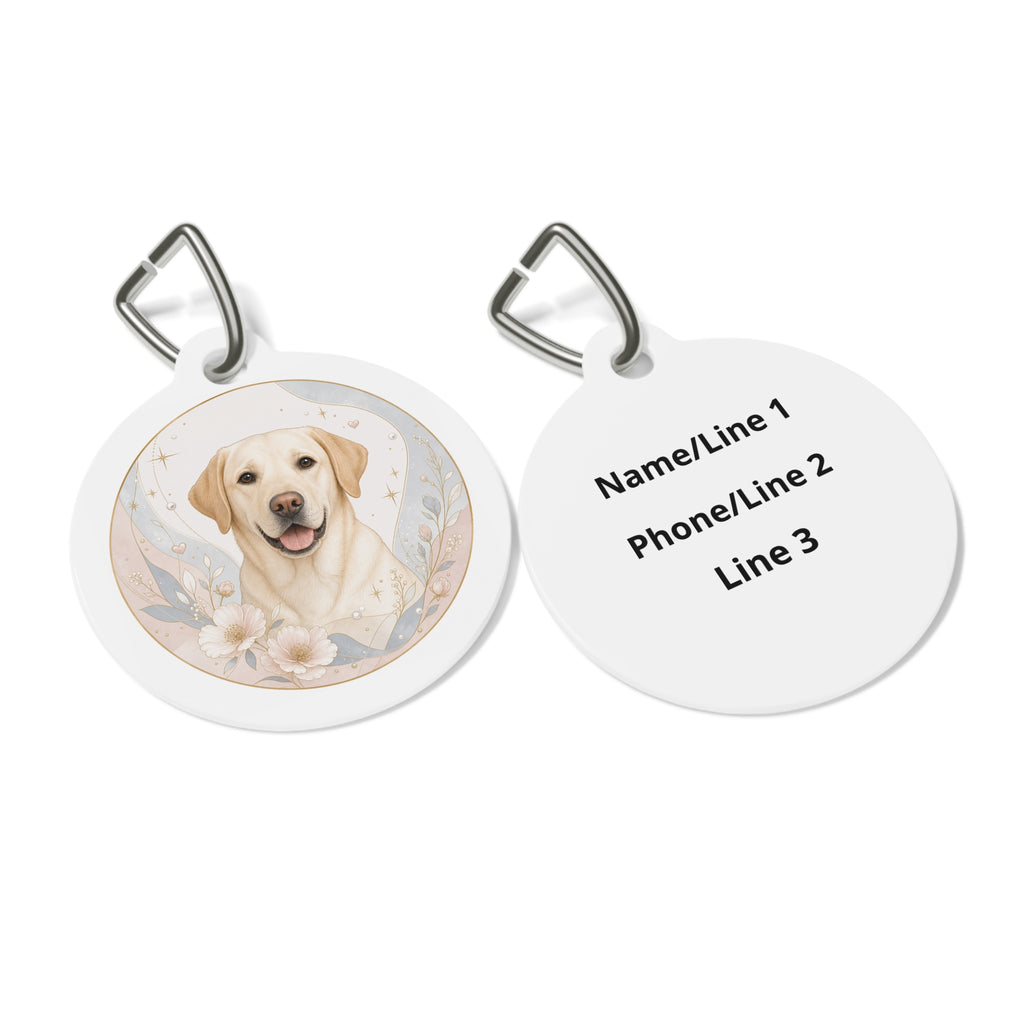Placa de identificación personalizada para perro Bóho celestial con diseño de Labrador Retriever