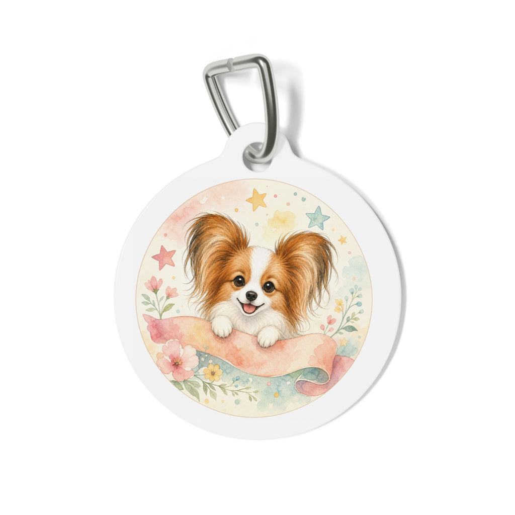 蝴蝶犬故事书花卉丝带个性化宠物ID标签