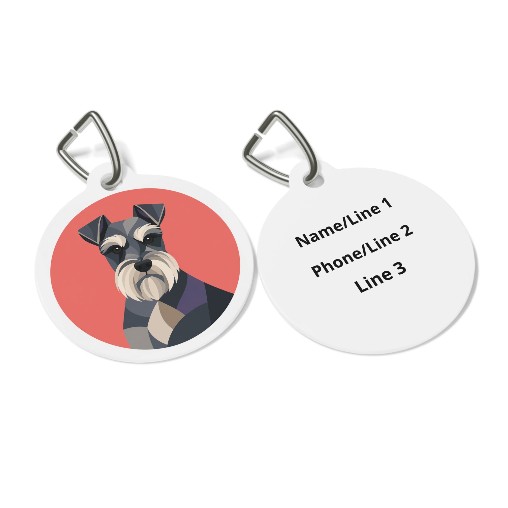 Miniature Schnauzer Joyful Playful Portrait Personalized Dog ID Tag