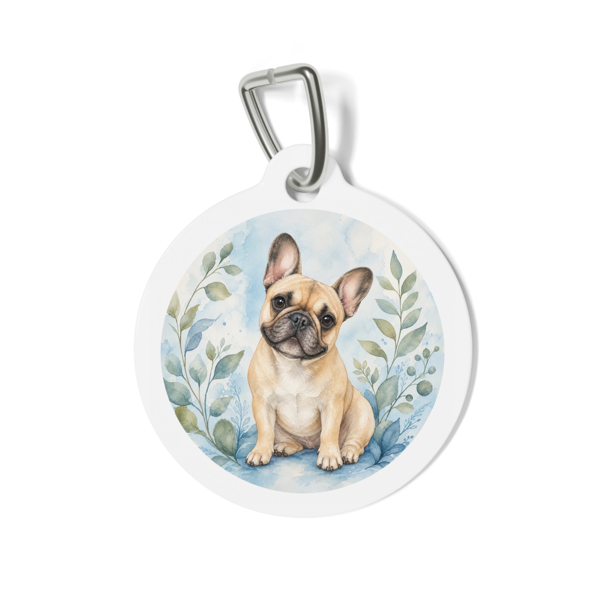 French Bulldog Watercolor Pup Portrait Personalized Dog ID Tag