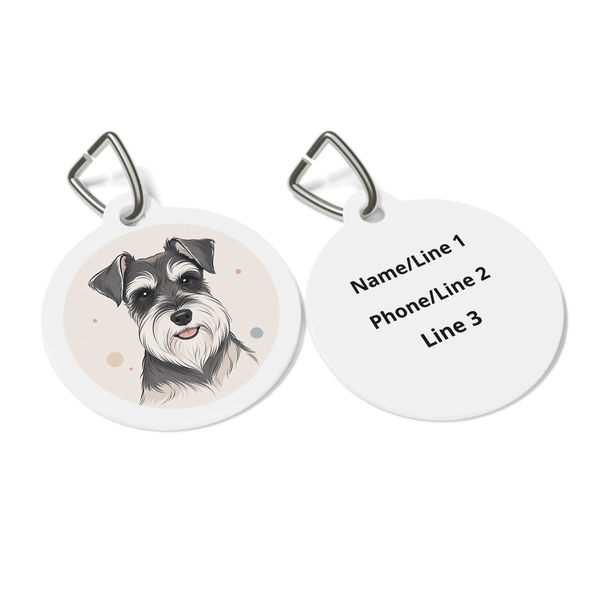 Miniature Schnauzer Whimsical Playful Portrait Personalized Dog ID Tag
