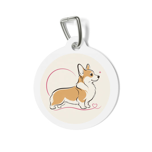 Pembroke Welsh Corgi Playful Portrait Personalized Dog ID Tag