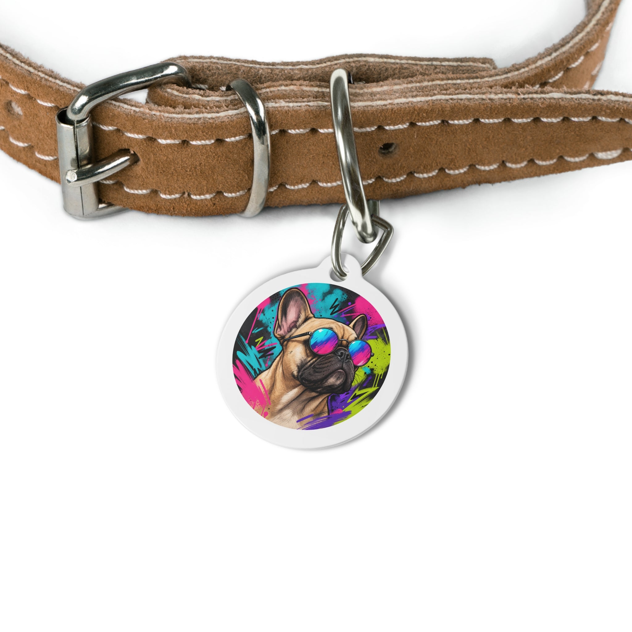 French Bulldog Retro Art Personalized Dog ID Tag