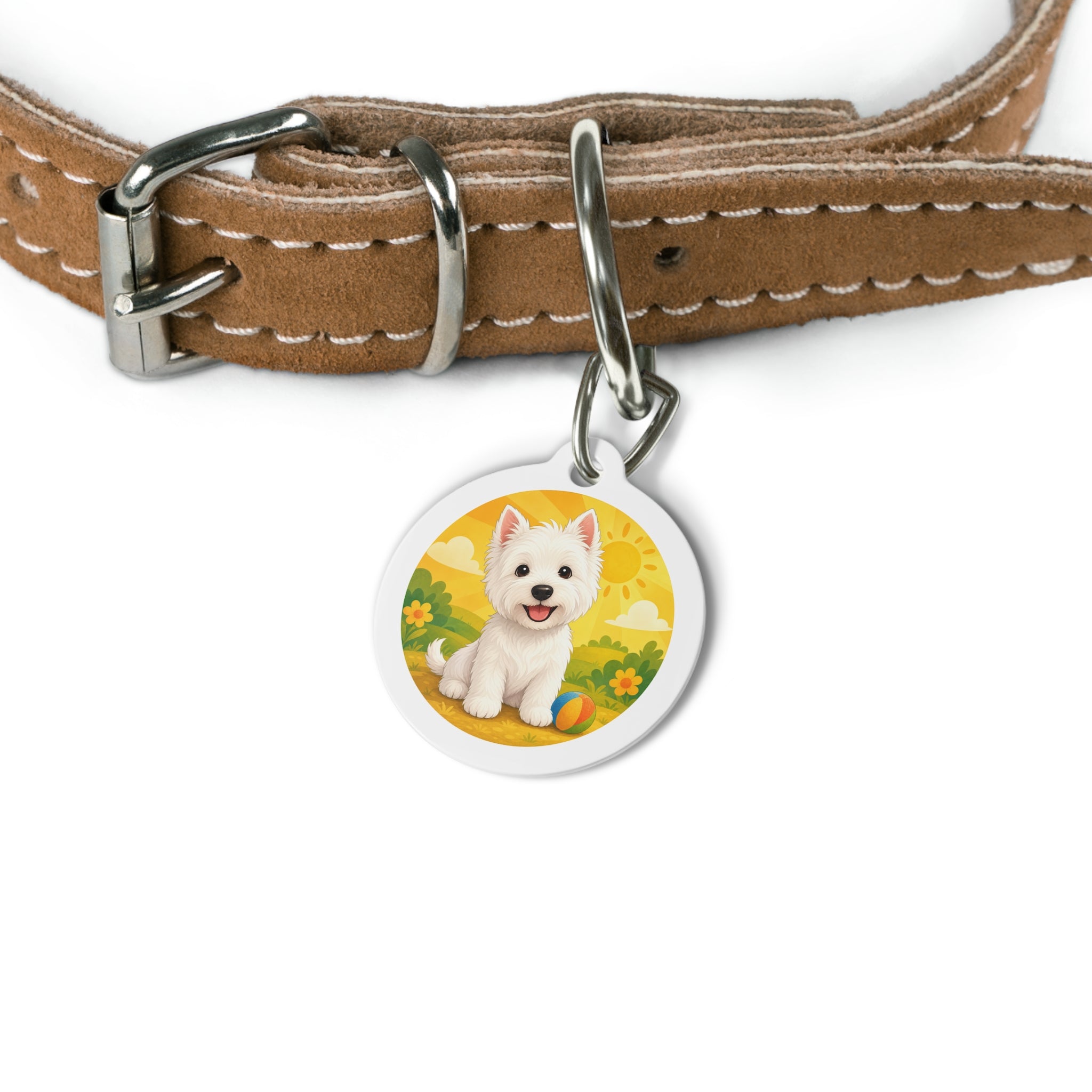 West Highland White Terrier Sunny Meadow Personalized Dog ID Tag