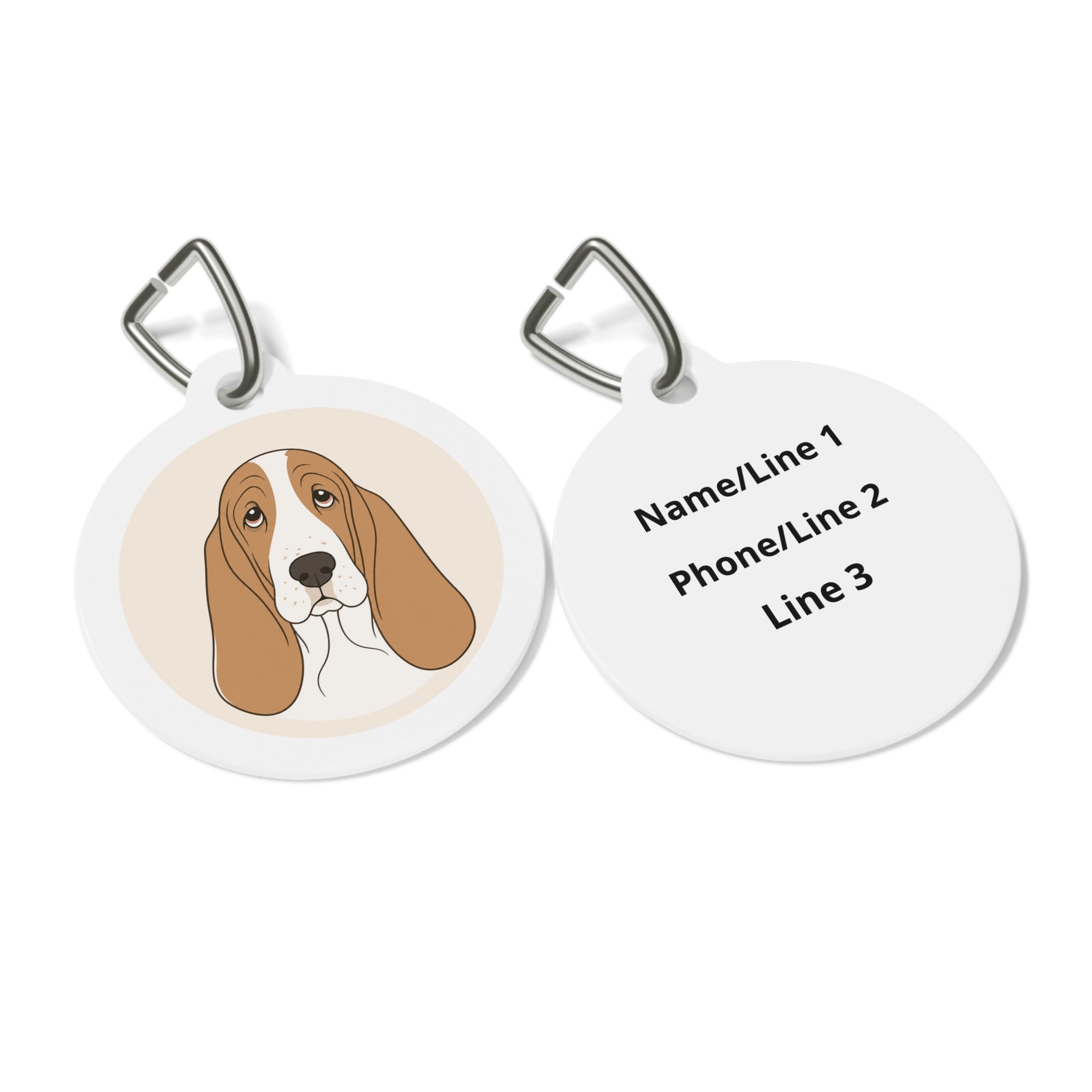 Basset Hound Minimal Portrait Personalized Dog ID Tag