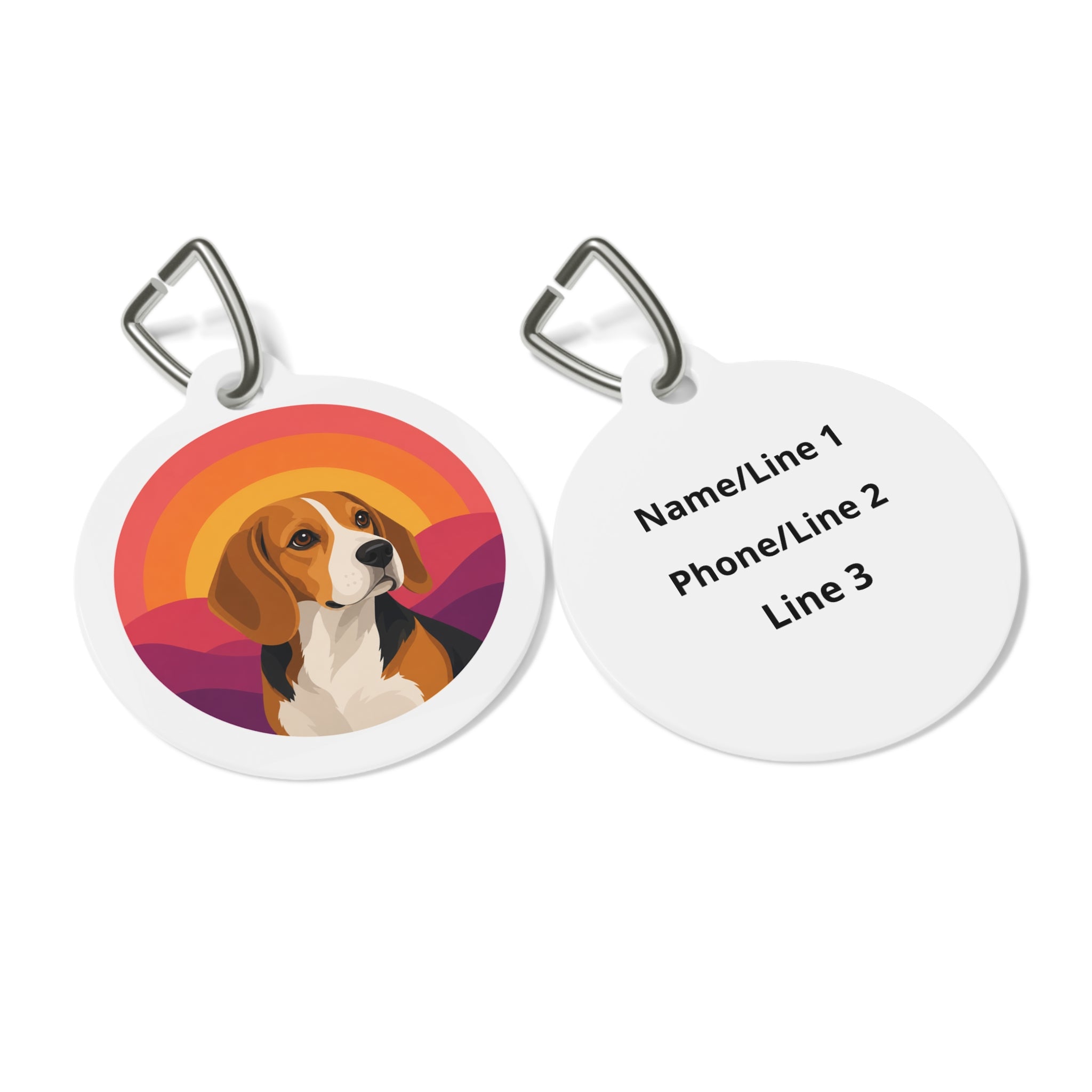 Beagle Retro Sunset Personalized Dog ID Tag