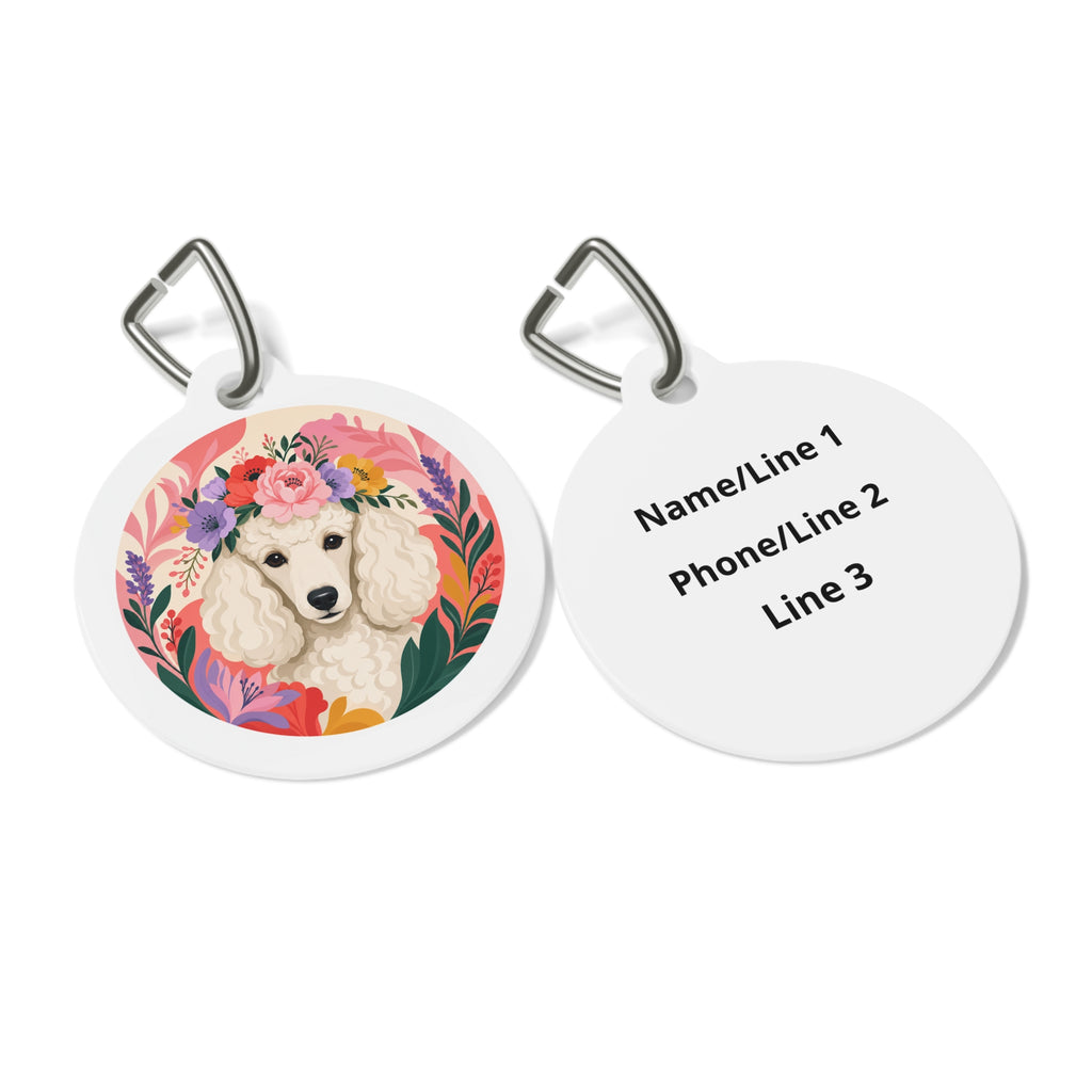 Etiqueta de Identificación Personalizada para Perros Poodle Garden Bloom